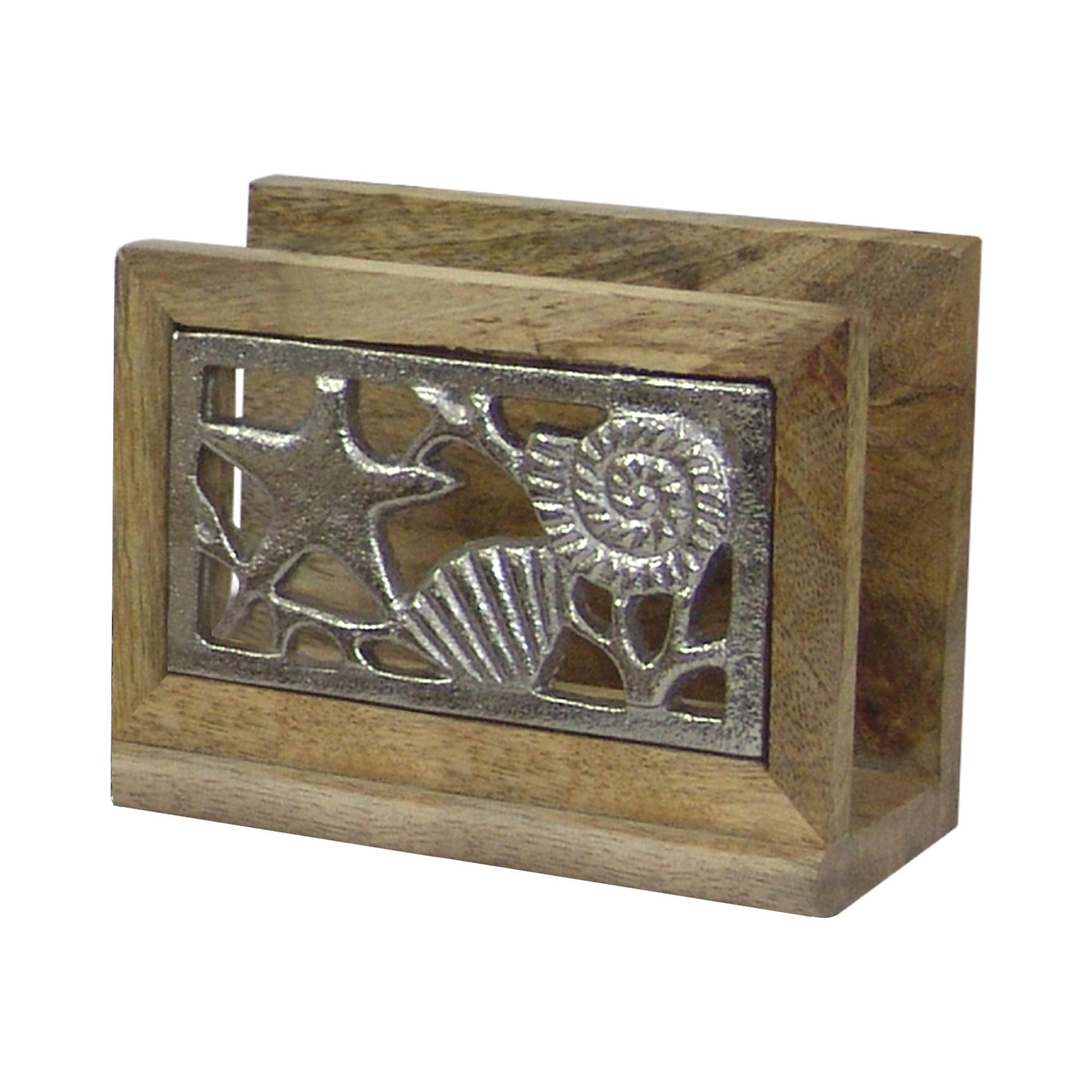 Nu Steel Nickel Wooden Napkin Holder-Polished Wood Finish, 5'' X 2.5'' X 3.75''