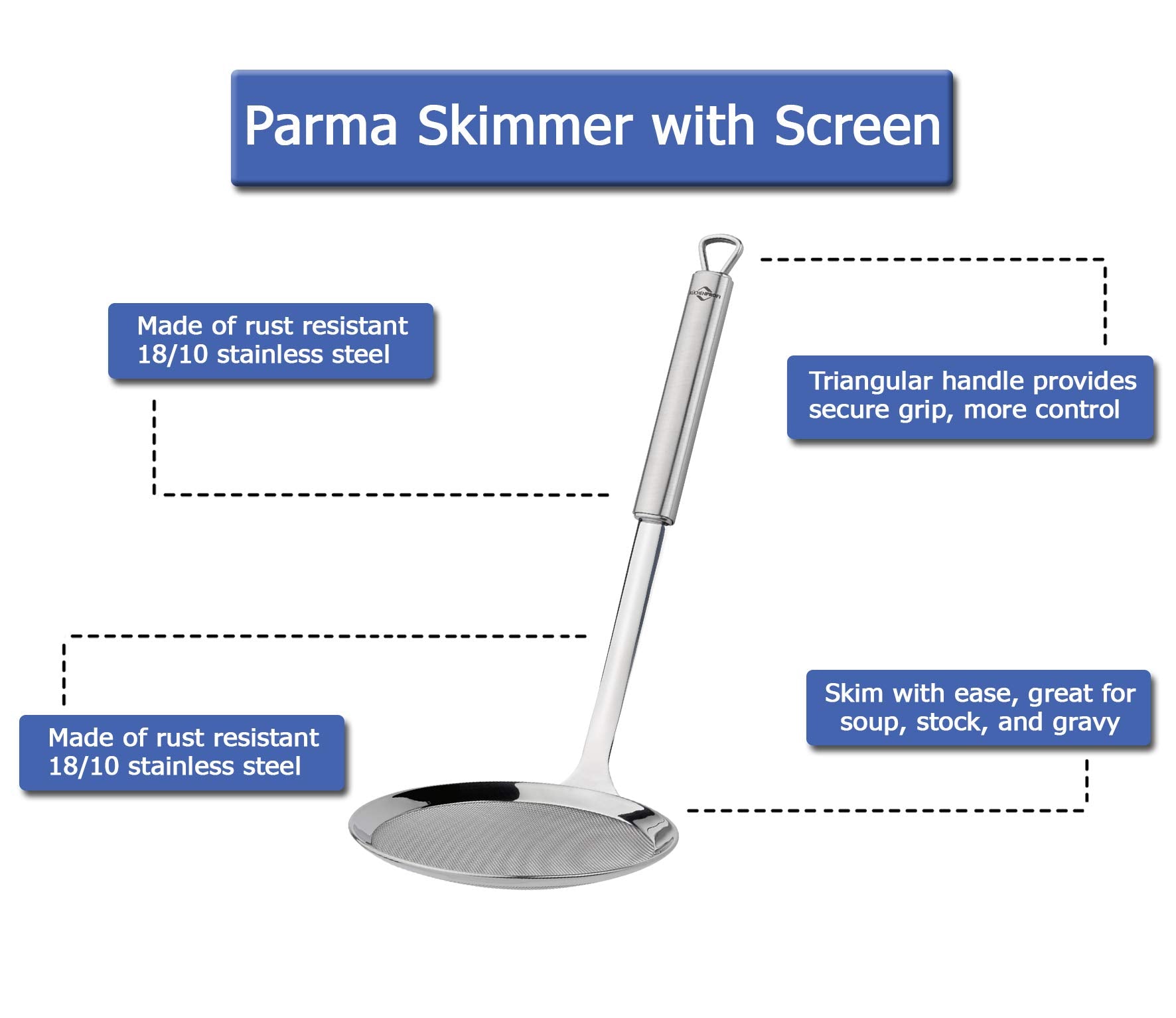 Kchenprofi Parma Skimmer With Screen, 13.25'', Silver
