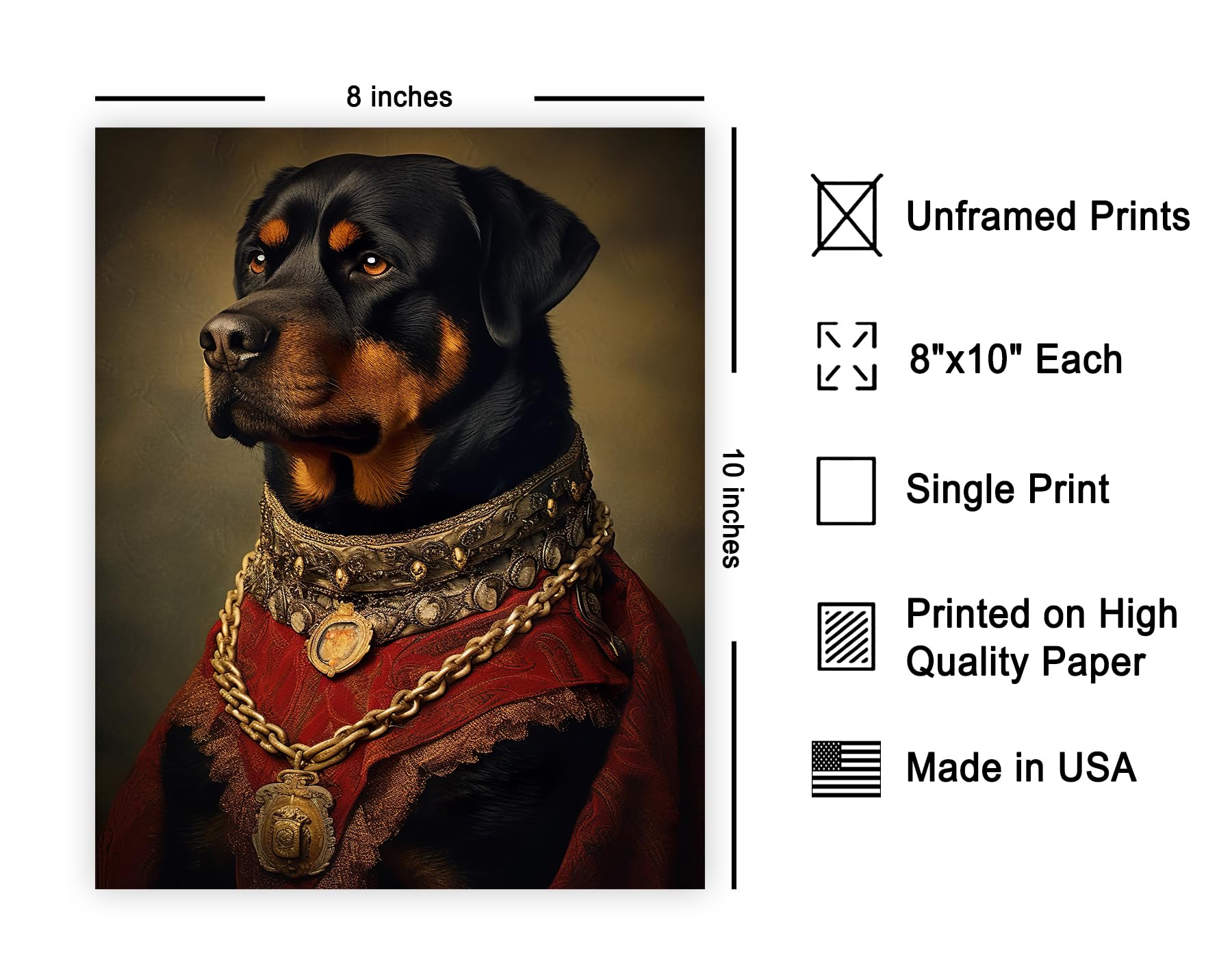 Poster Master Aristocratic Rottweiler Poster - Dog Print - Renaissance Art - Dog Breed Art - Gift For Him, Her & Animal Lover -