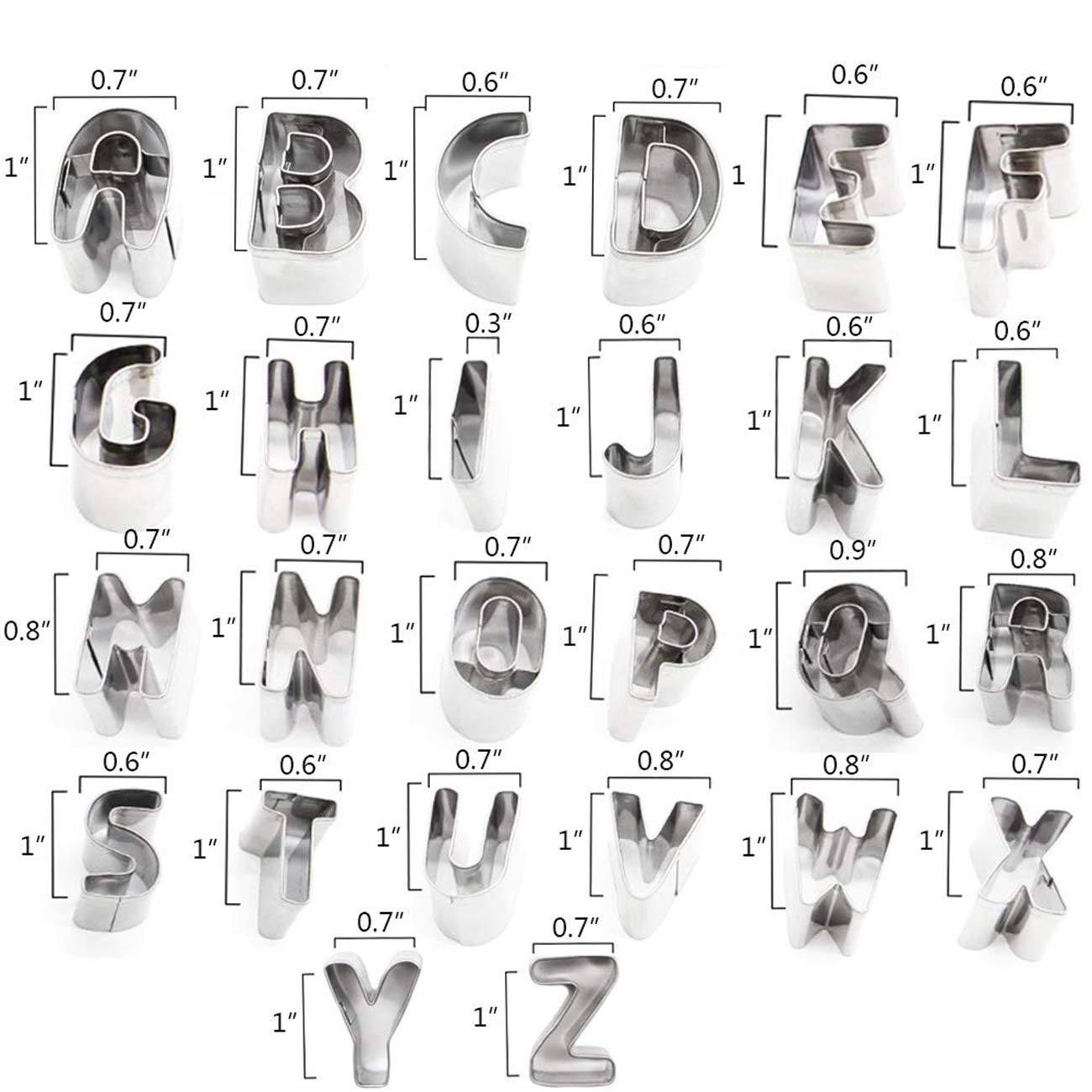 26Pcs Alphabet Cookie Cutters Set Small Stainless Steel Letter Molds For Baking, Pastry, Fondant, Donuts Biscuit, Fruit, Cake De