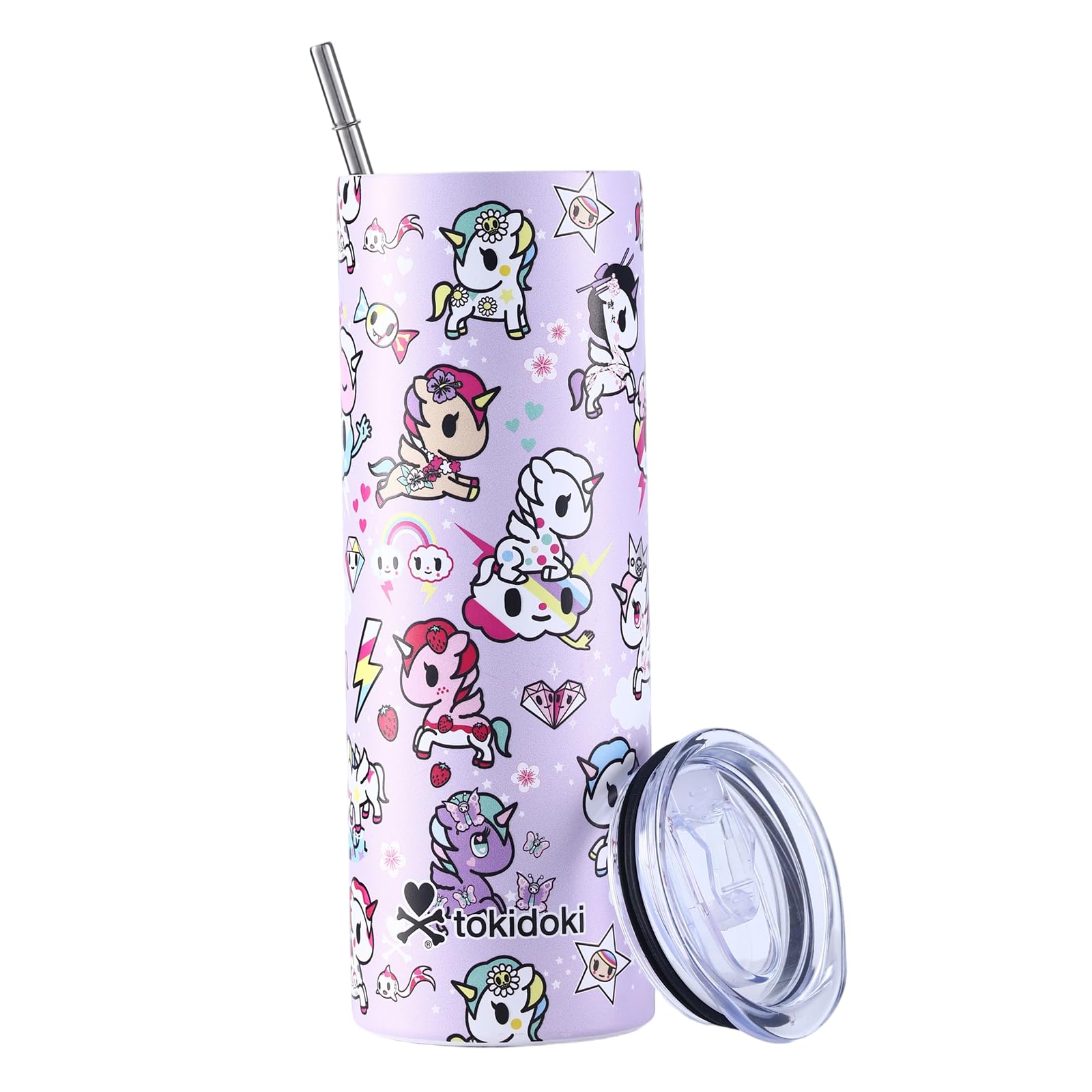 Tokidoki Skinny Insulated Tumbler With Straw 20 Oz Stainless Steel Cup