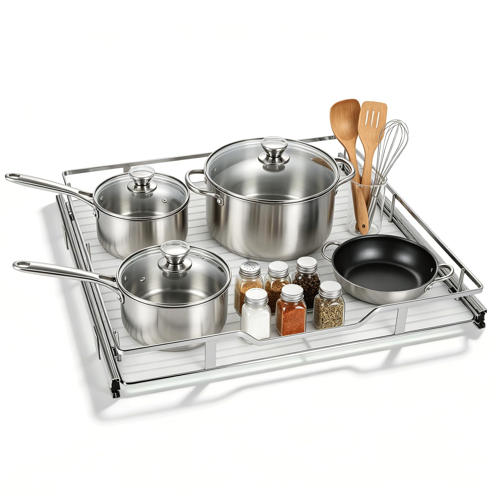 Rocfinity Pull Out Cabinet Organizer 20 W X 21 D, Chrome