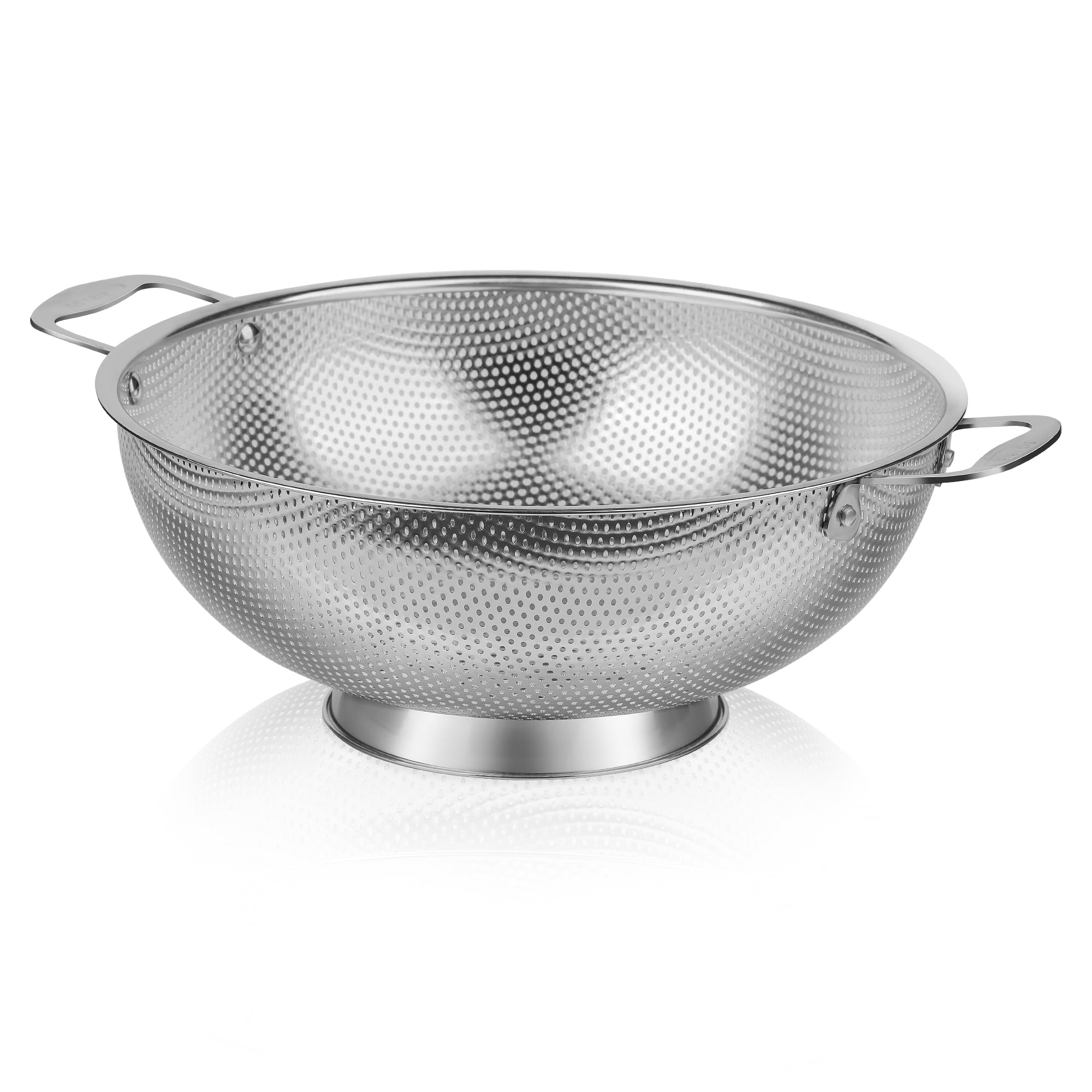 Extra Large 6-Qt Colander, 18/8 Stainless Steel Mesh Strainer For Kitchen, Food Sieve With Riveted Handles And Self-Draining Sol