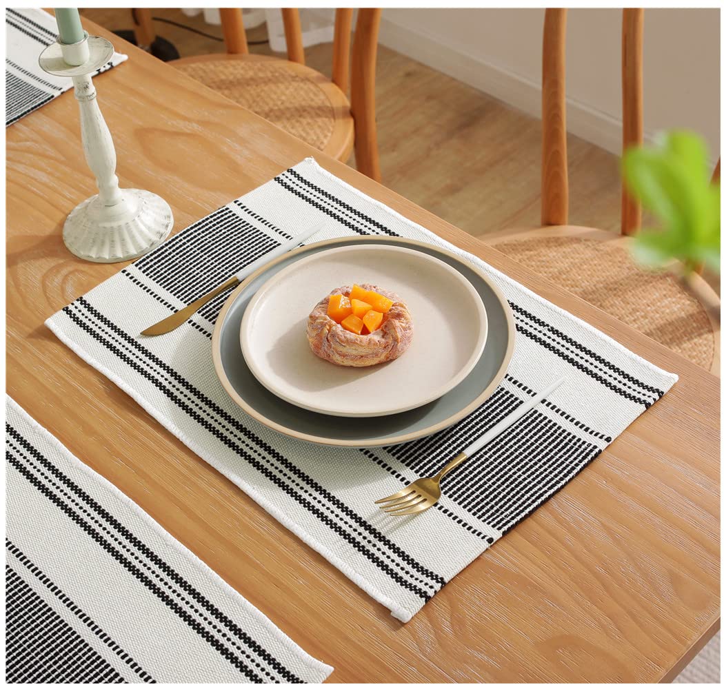 Placemats Set Of 6 For Dining Table D  Cor, Woven Cloth Place Mats For Farmhouse Kitchen Tabletop, Handcrafted Machine Washable