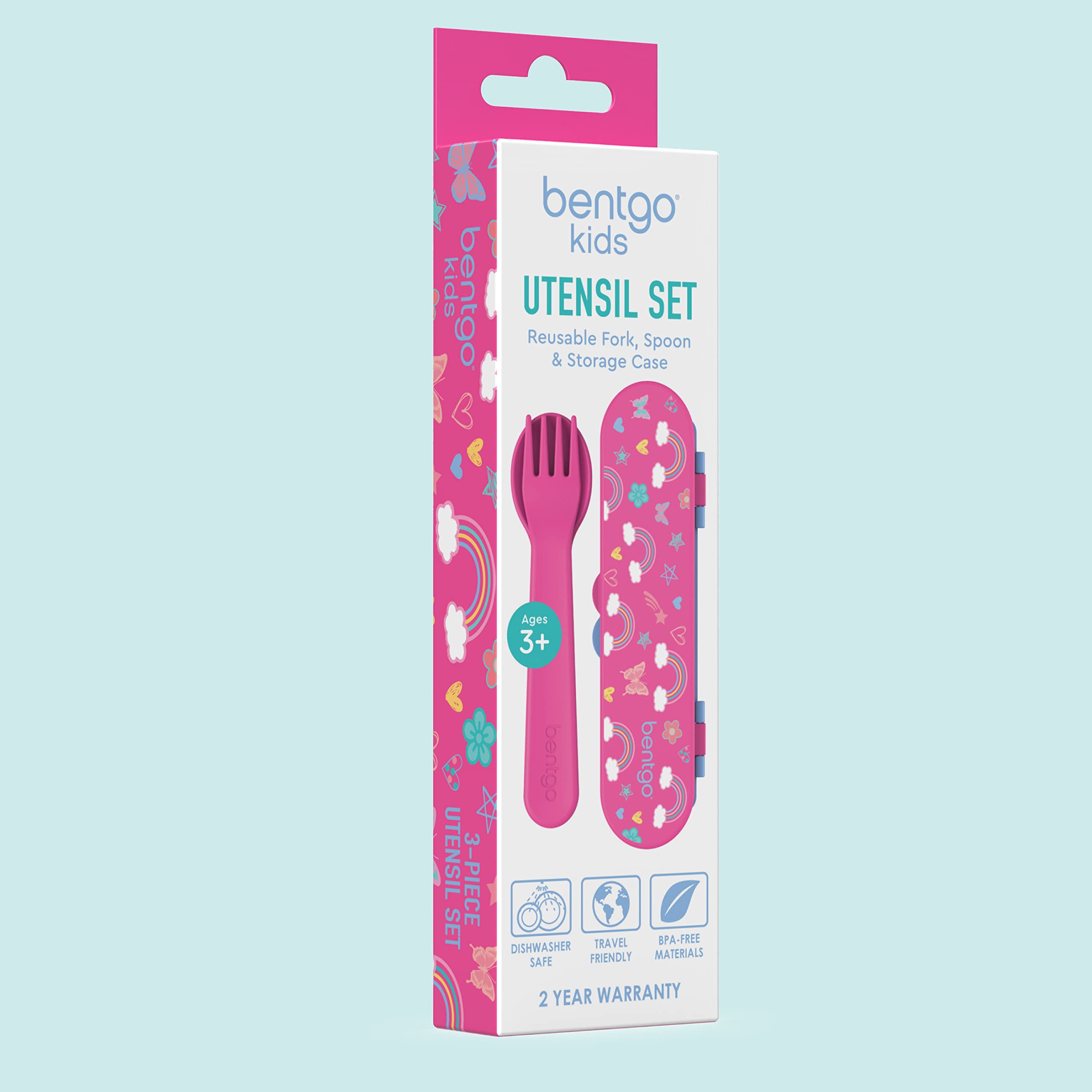 Bentgo? Kids Utensil Set - Reusable Plastic Fork, Spoon & Storage Case BPA-Free Materials, Easy-Grip Handles, Dishwasher Safe Id