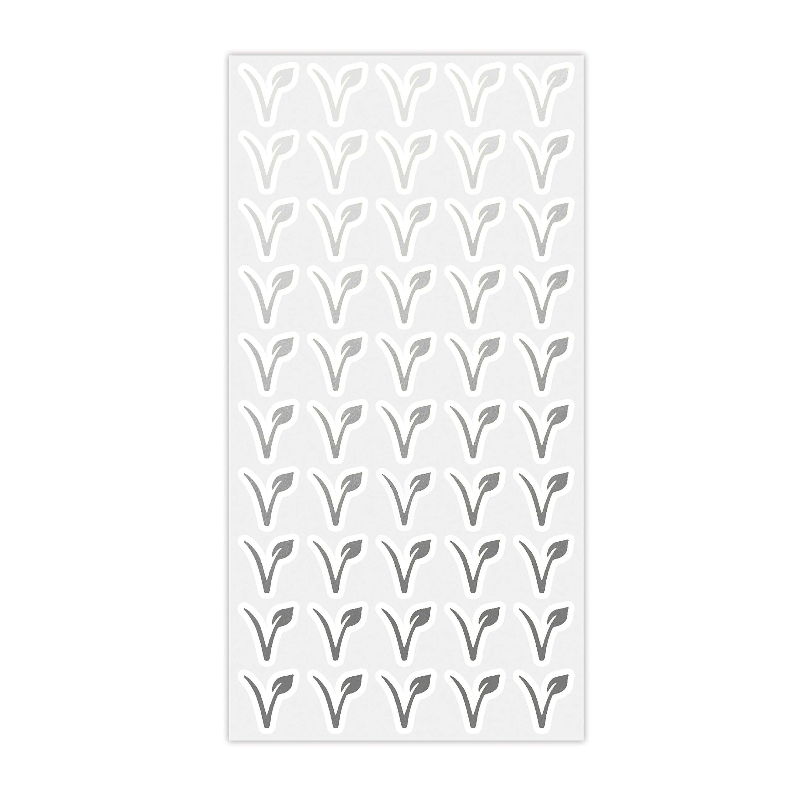 50 Wedding Meal Stickers For Place Cards - Place Card Menu Choices - Wedding Meal Choice Stickers (Silver, Vegan)