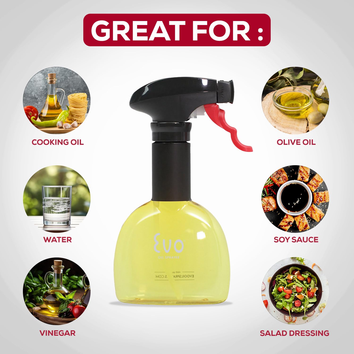 Evo Oil Sprayer Minis, Non-Aerosol For Olive, Cooking Oils, And Vinegars, Yellow, 8-Ounce Capacity, Set Of 2