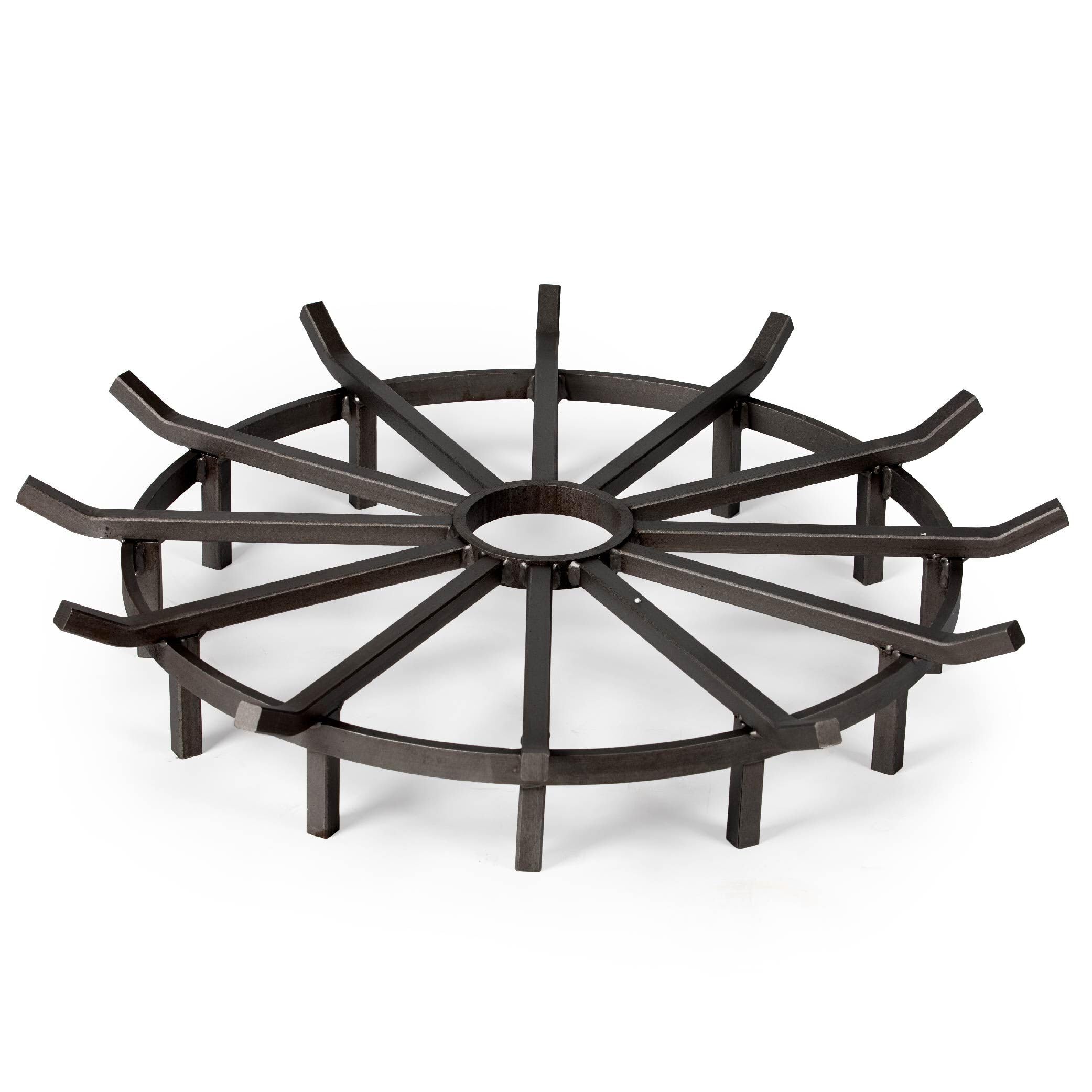 Ash & Ember 32 Wagon Wheel Fire Grate, High-Efficiency Smoke-Free Fireplace Log Grate, Decorative Wood Burning Lifted Grate Pit,