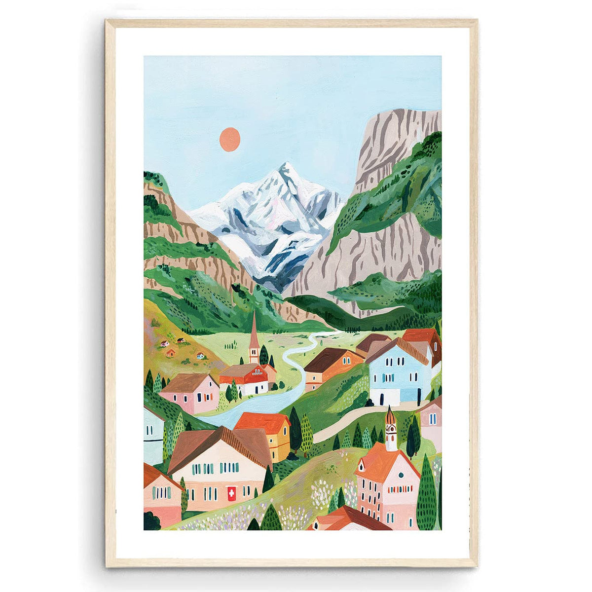 Nationcog Switzerland Art Print, Mountain Wall Art, Swiss Alps Poster, Grindelwald Print, Lauterbrunnen, Travel Poster, Travel G