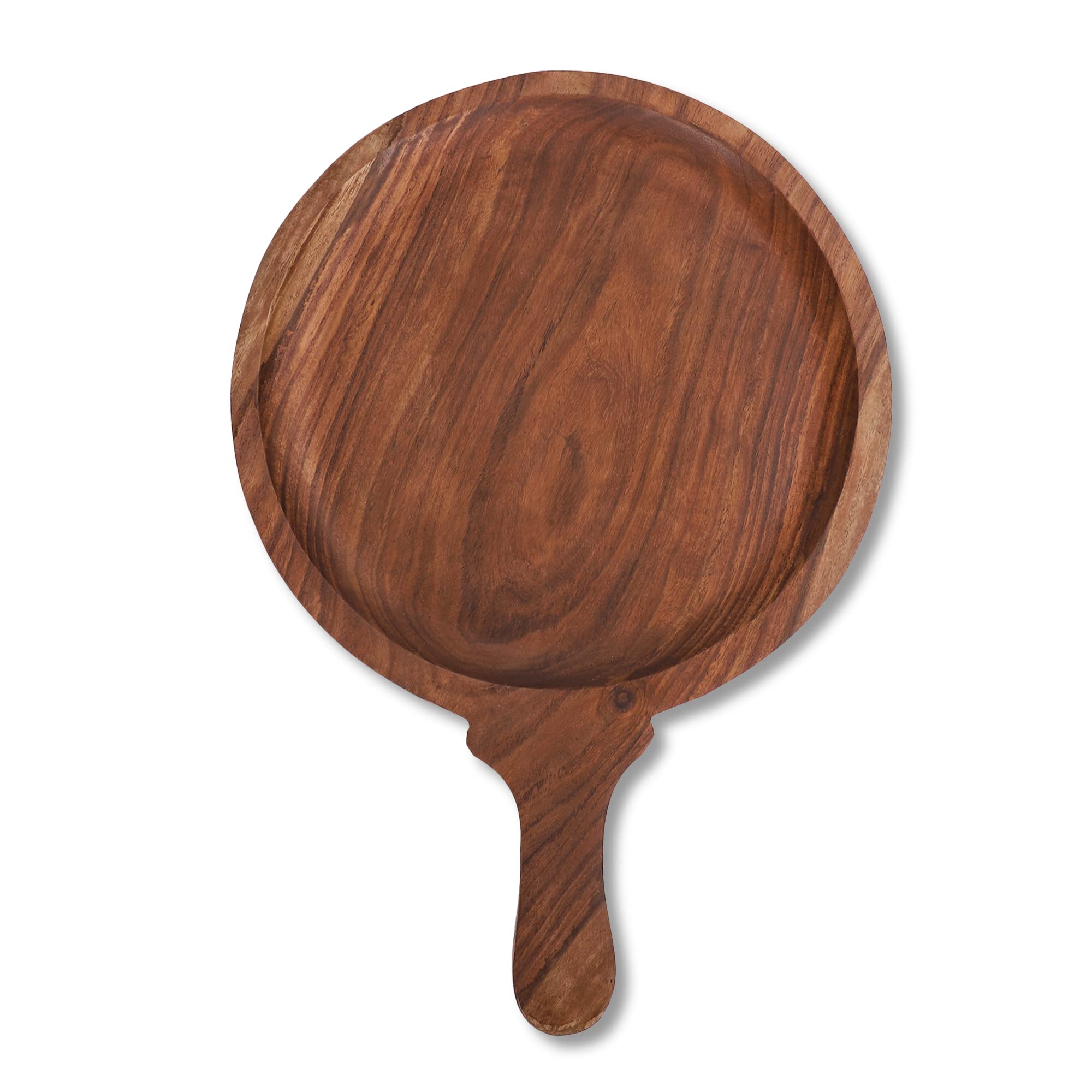 E Kysa Basics Handcrafted Wooden Pizza Plate/Snack Serving Platter For Kitchen/Home/Caf (Wood, 10 Inches)