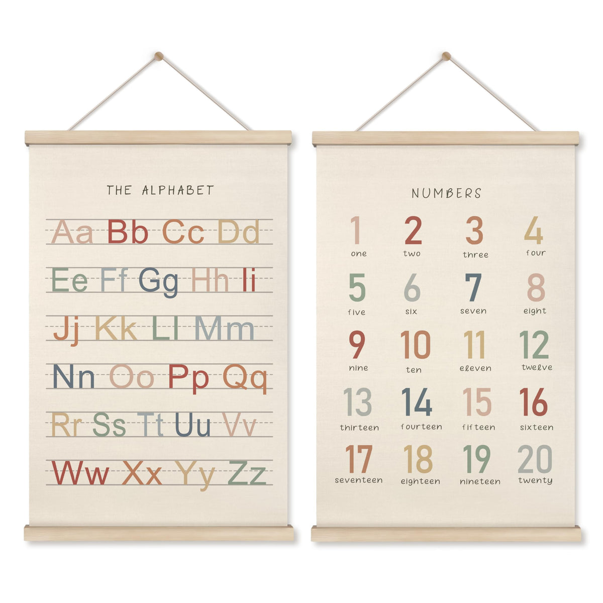 Hrqko Alphabet Numbers Poster Hanger Frame Set Of 2, Nursery Wall Deco ...