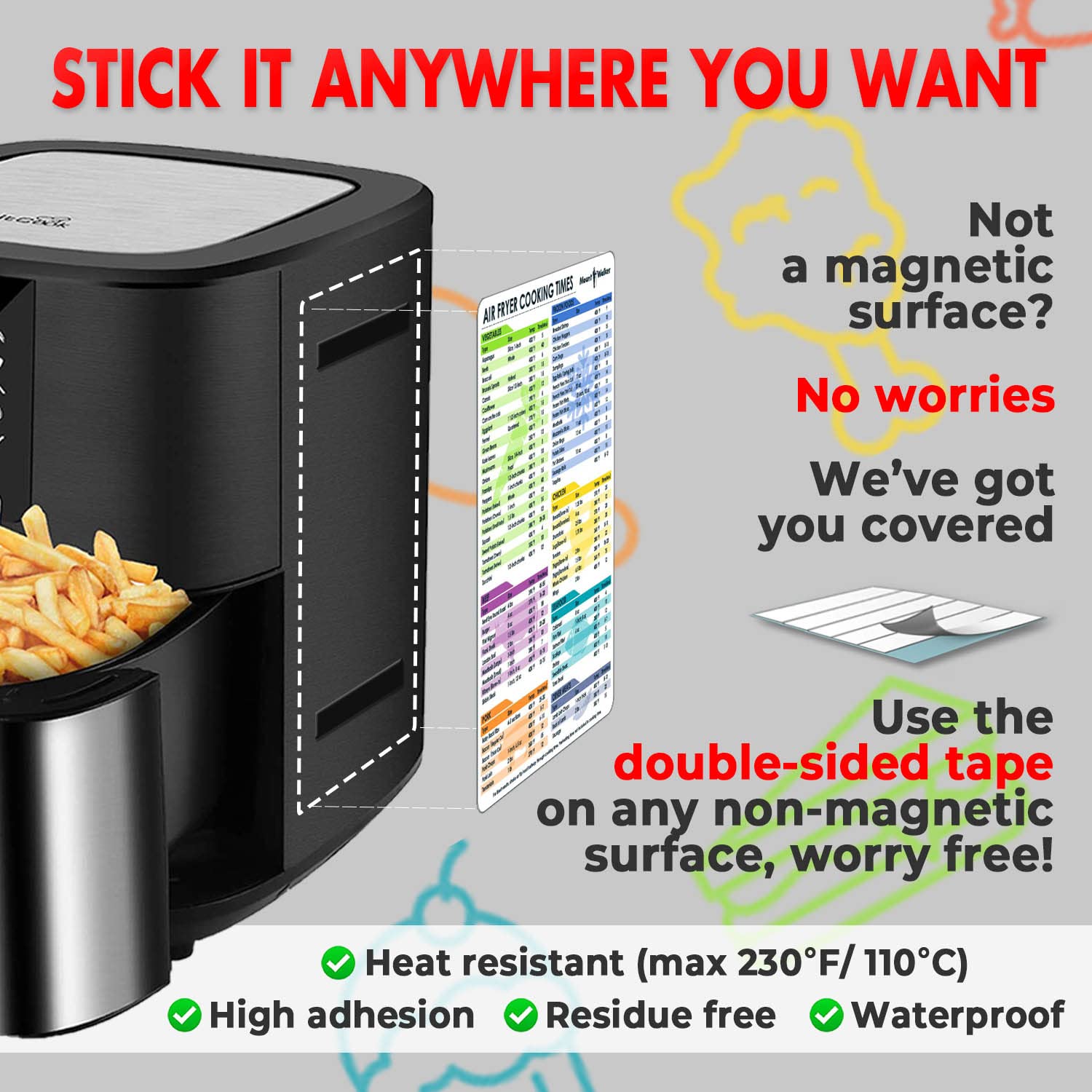 Mount Walker Air Fryer Magnetic Cheat Sheet Set And Instant Pot Cheat Sheet Magnet Set (2 Sets Of 6 Pcs), Instant Pot Accessorie