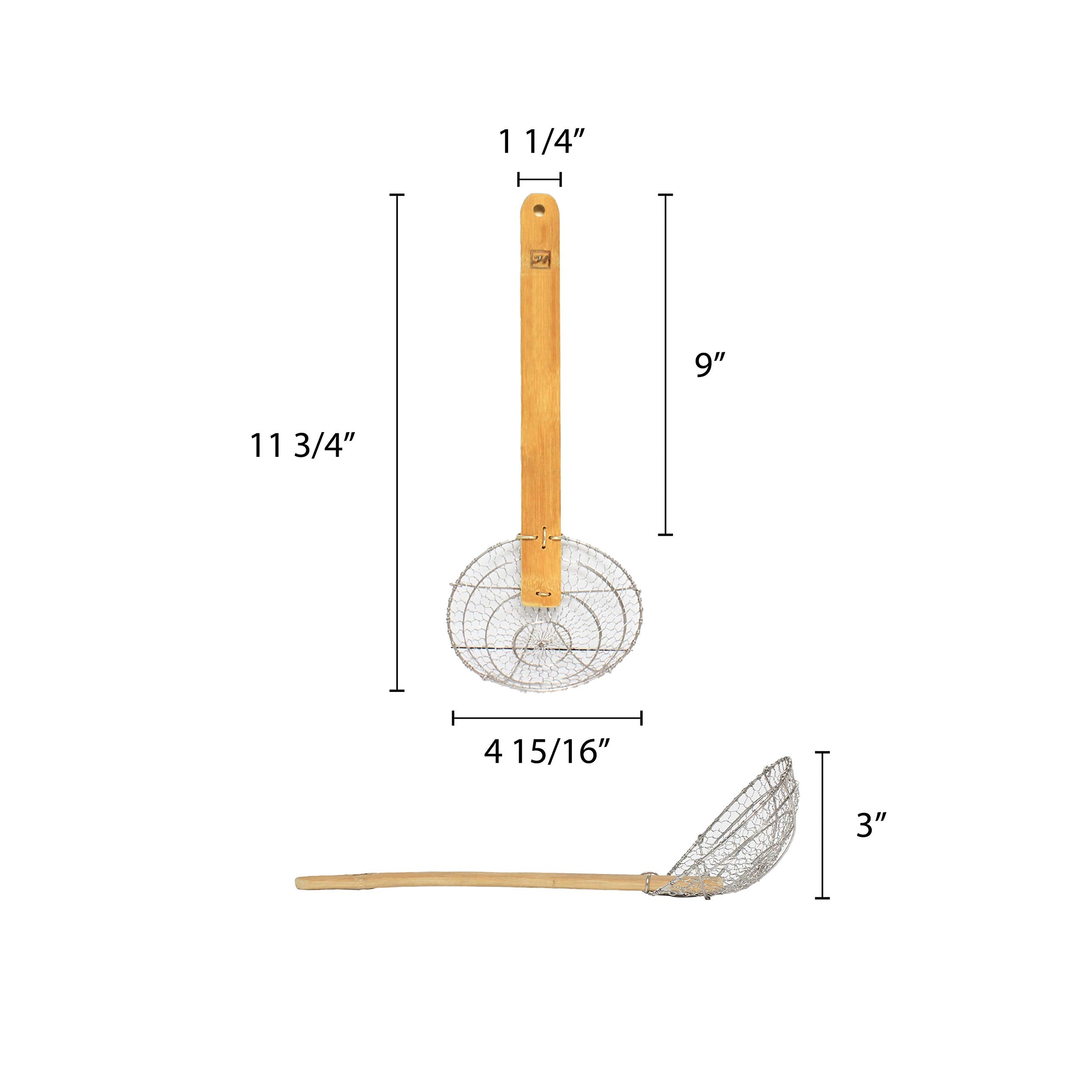 Thunder Group Bamboo Handled Skimmer, 4-Inch
