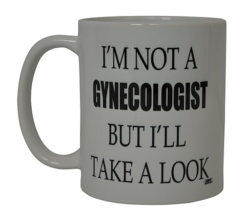 Rogue River Tactical Best Funny Dirty Coffee Mug - I'M Not a Gynecologist Sarcastic Novelty Cup  Gag Gift Idea for Men  11 Oz  White