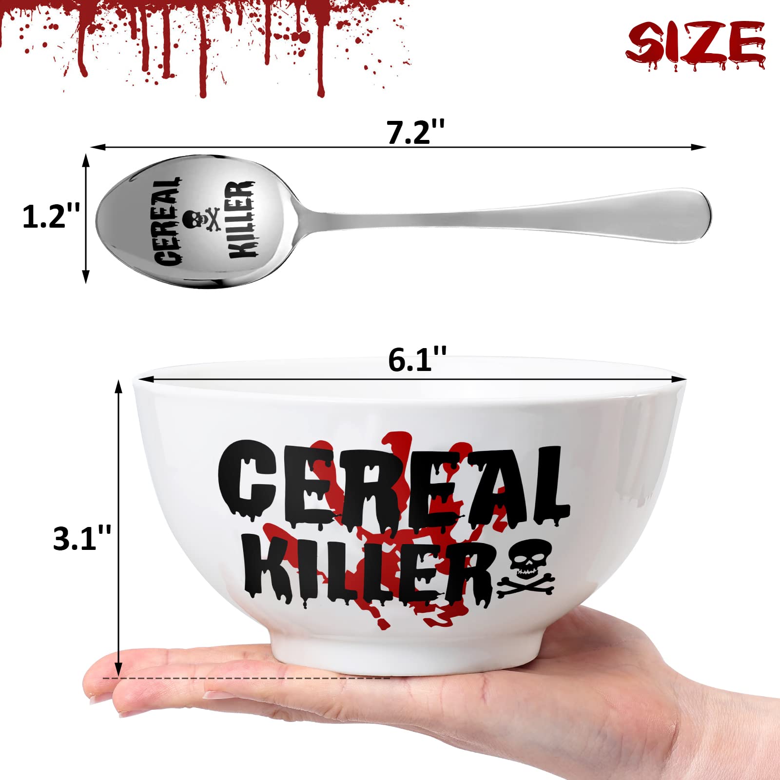 Nefelibata Cereal Killer Bowl and Spoon Set 23 oz Fathers day Mans Birthday Retirement Engraved Funny Gift Box Basket for Him