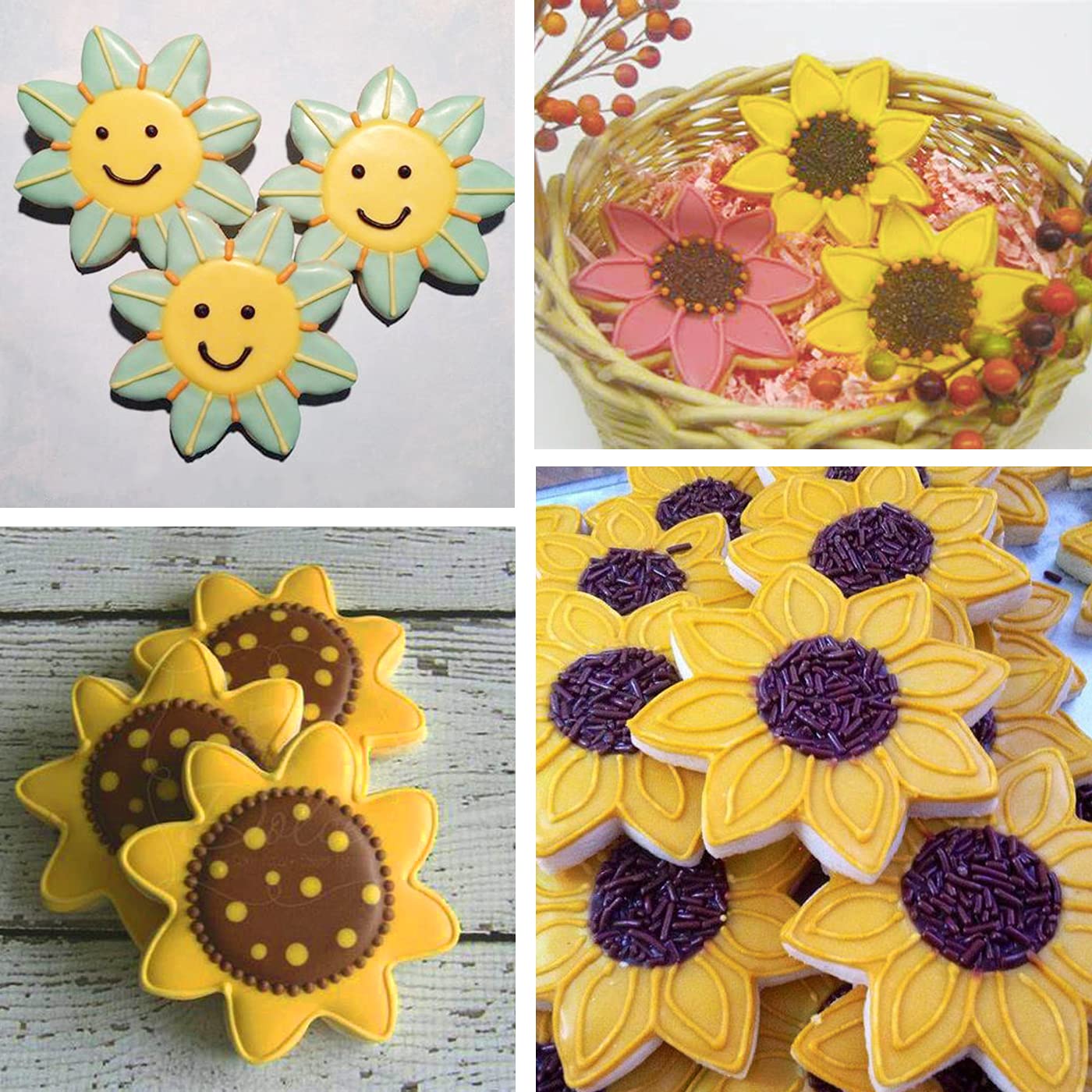 Sunflower Cookie Cutter Set-Size 3.8'' 3.1'' 2.6''-3 Piece-Cookie Cutters for You Are My Sunshine Baby Shower Birthday Party Decorations