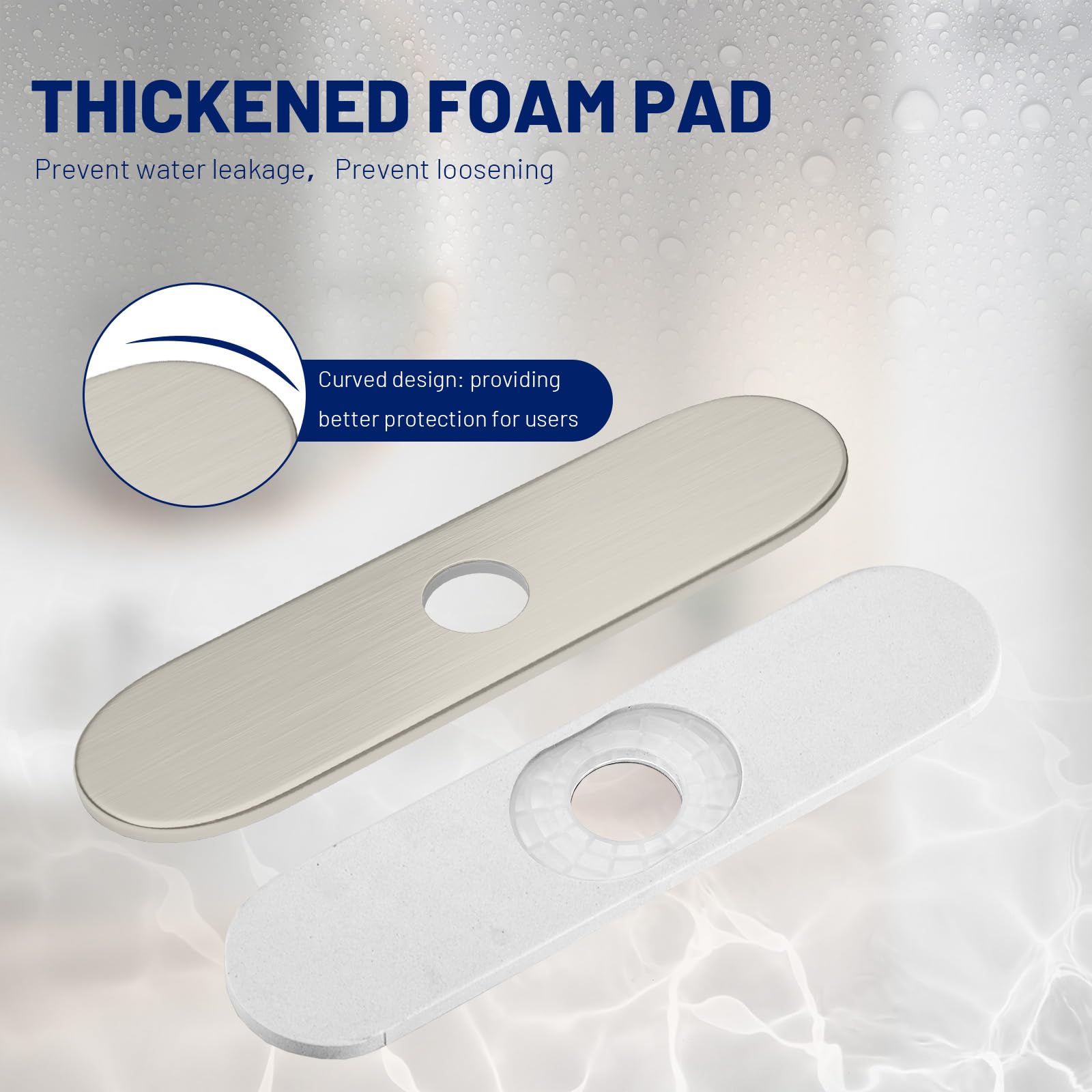 BWE Faucet Cover 10 Inch Deck Plate for 1 or 3 Hole Kitchen or Bathroom Sink Faucet Brushed Nickel Outside Escutcheon Plate Stainless Steel Plate Round Vessel Vanity Base Sink Hole Cover Round