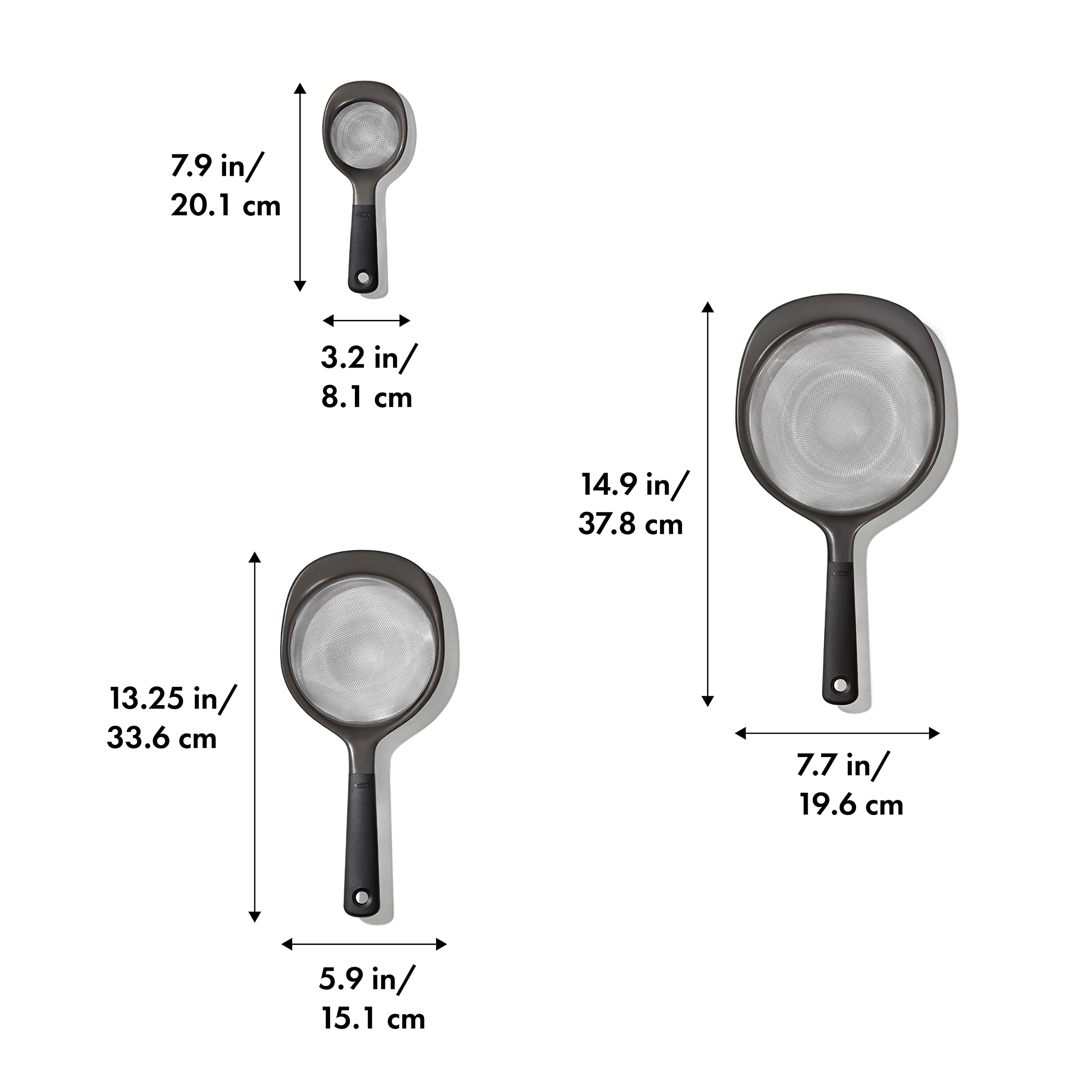 Oxo Good Grips 3-Piece Strainer Set, Black