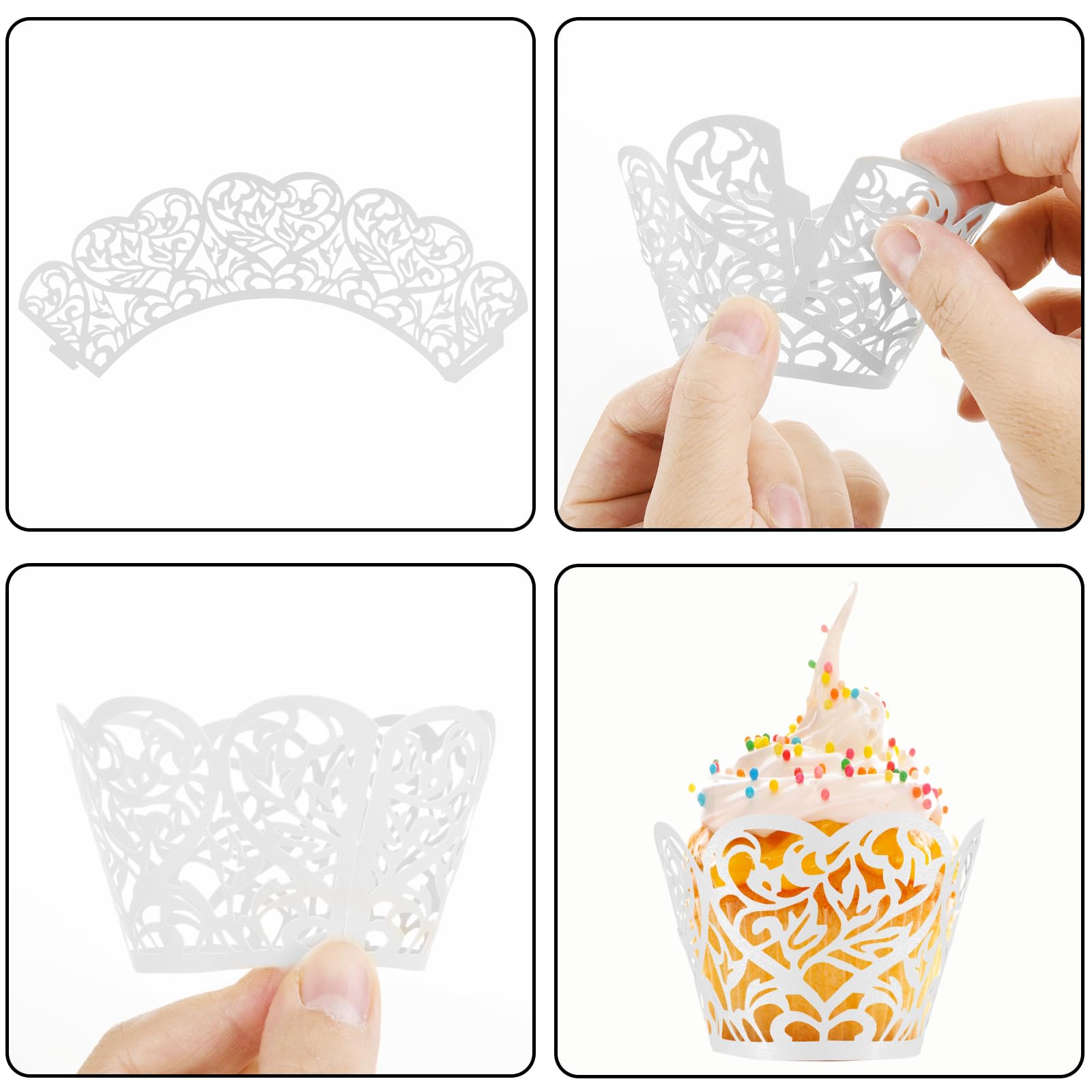 Cosmos 24 Pcs Cupcake Wrappers Cupcake Decorative Liners Cupcake Lace Holders Baking Cake Paper Cover Cups Muffins Cake Tray Cup