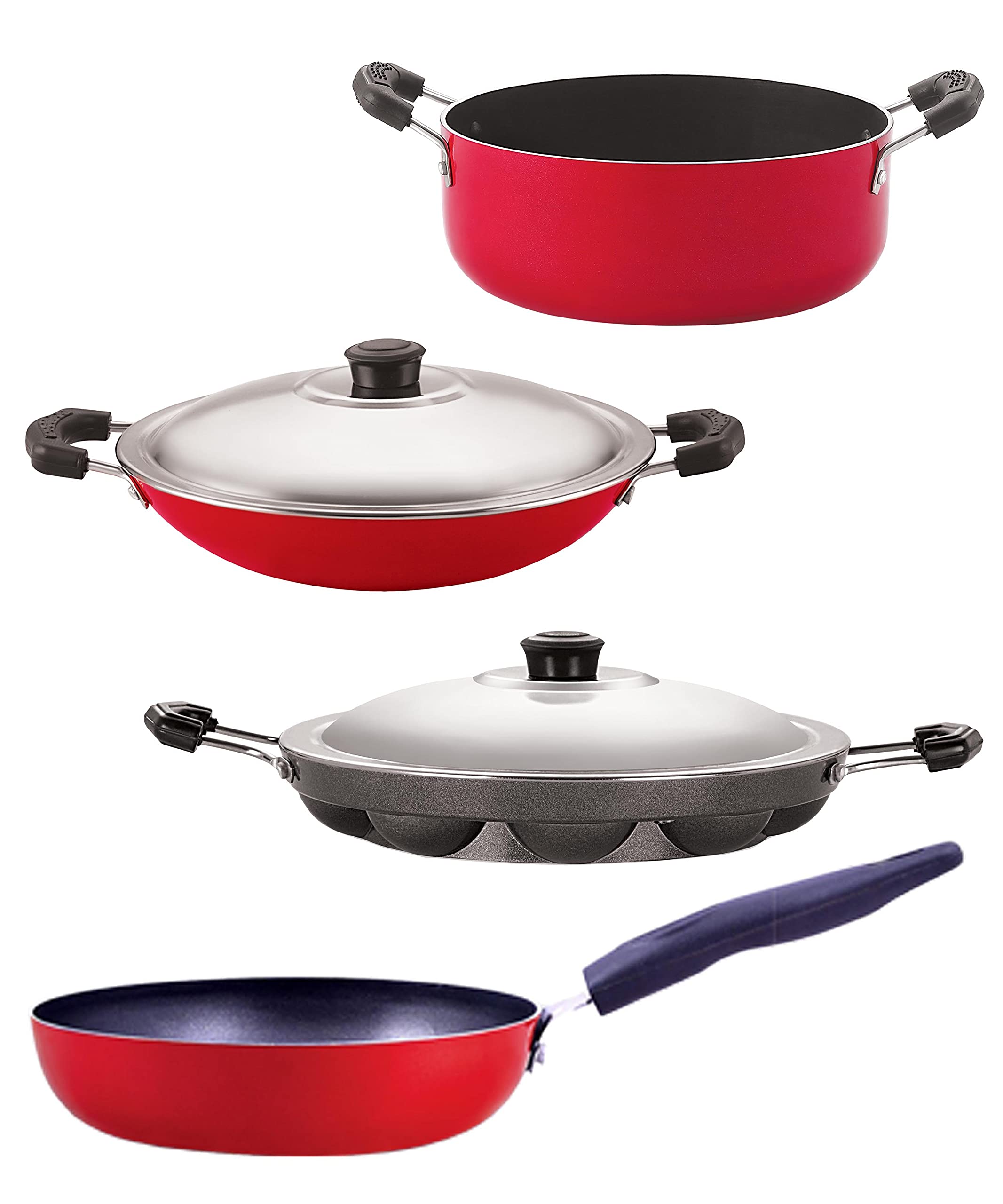 Nirlon Non Stick Cookware Set Of 4Pieces Combo With Bakelight Handle (Ac_Cvg_Ap12_Cs24)