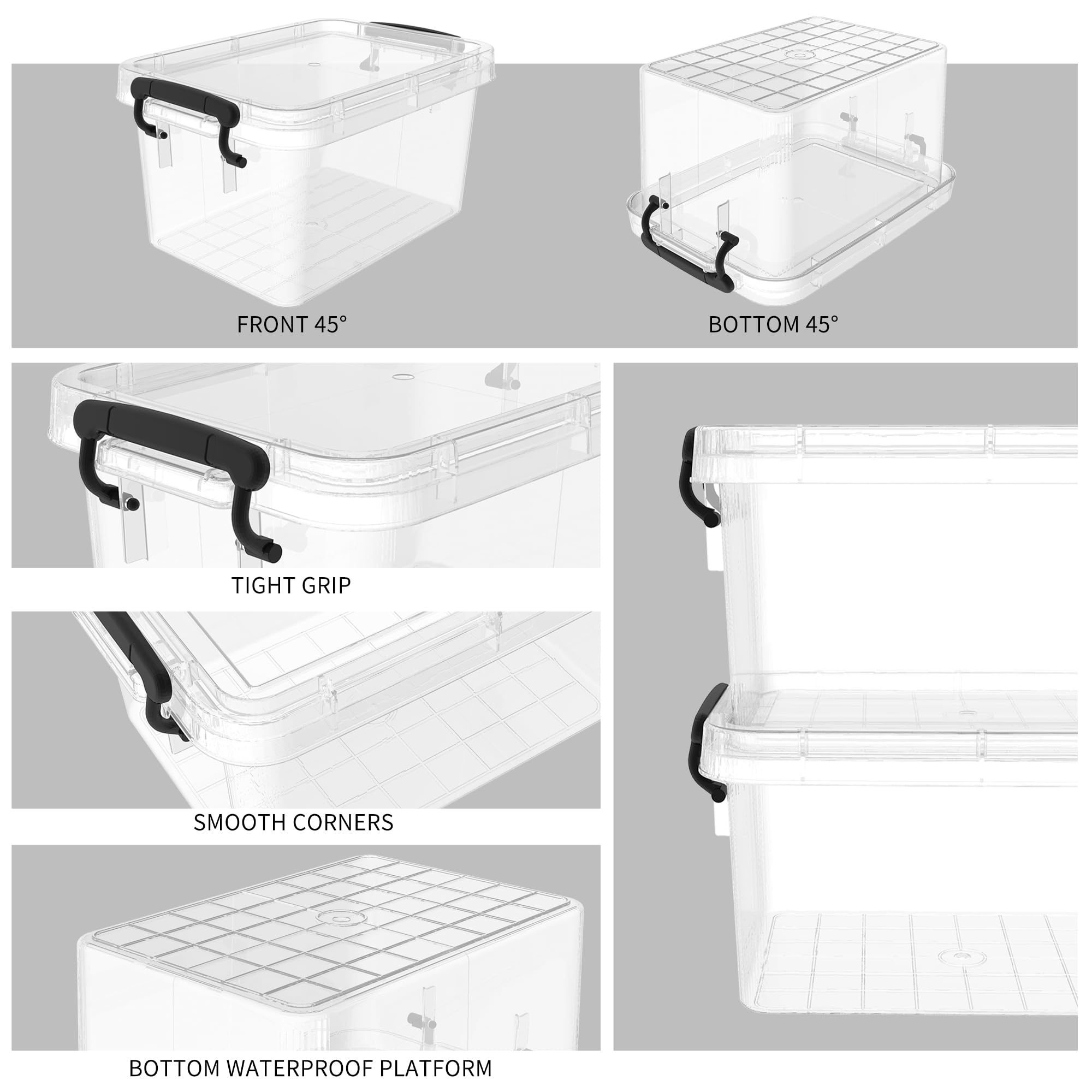 Cetomo 3.2Qt*12 Plastic Storage Bins, Storage Box, 12 Pack, Organizing Container With Durable Lids, Secure Latching Buckles, Sta