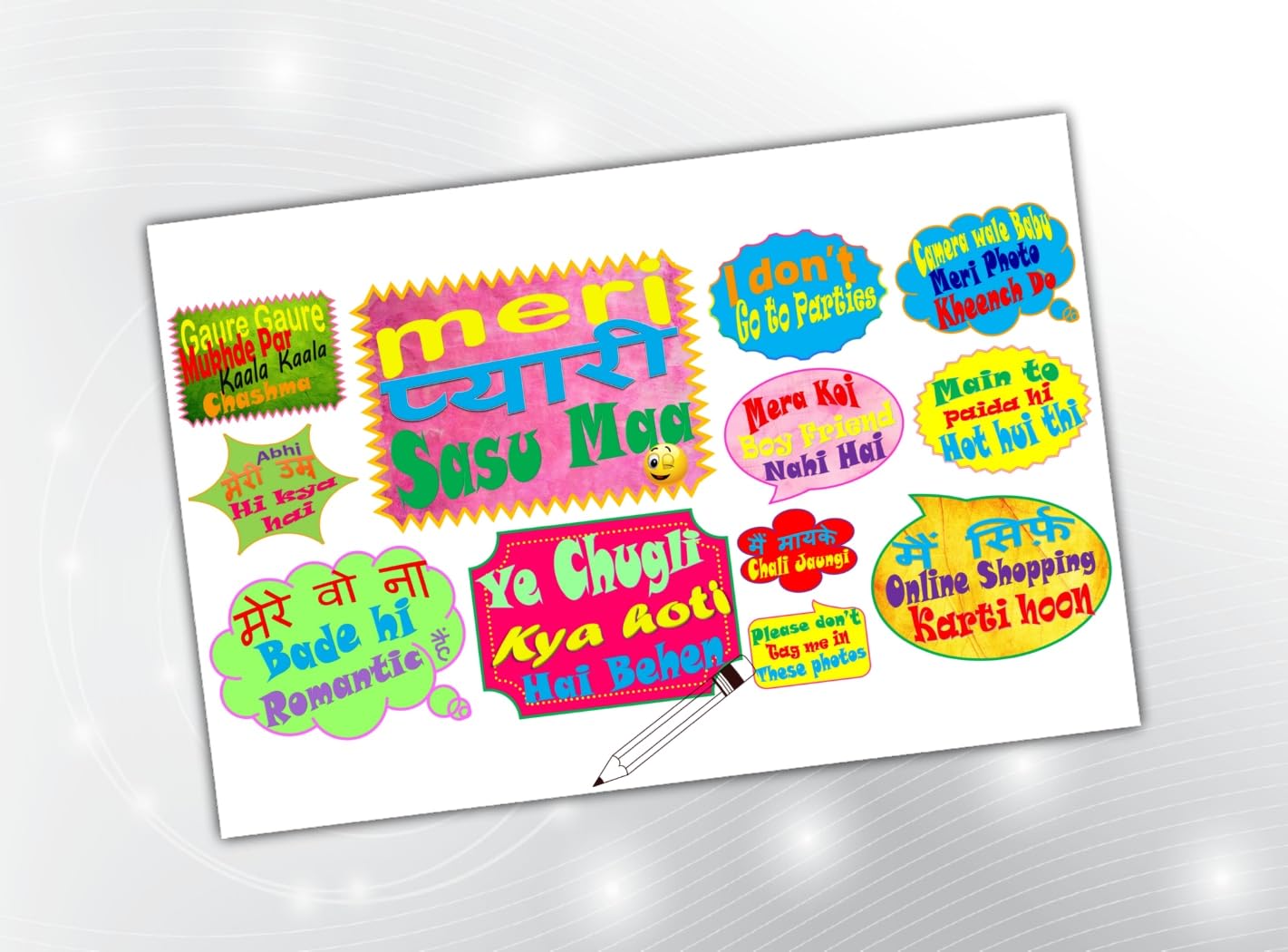 PartyStuff Ladies Theme Props  Ladies Rectangle Speech Bubbles 2 (12 Cards)