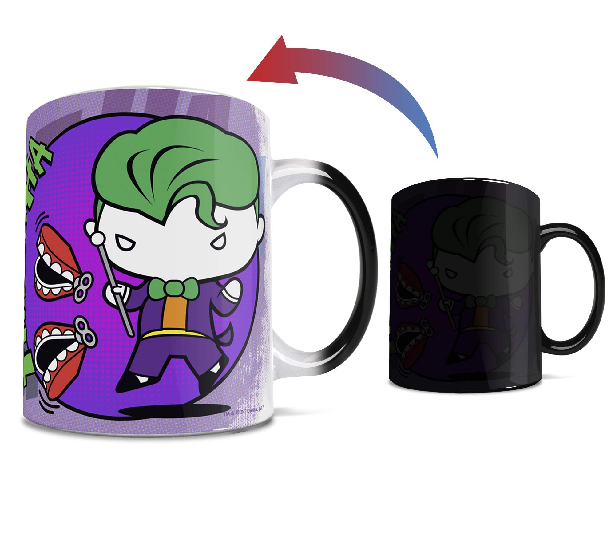 Morphing Mugs Dc Comics - Joker - Chibi Cartoon - Justice League - 11 Oz Heat Sensitive Mug - Ceramic Color Changing Coffee Tea