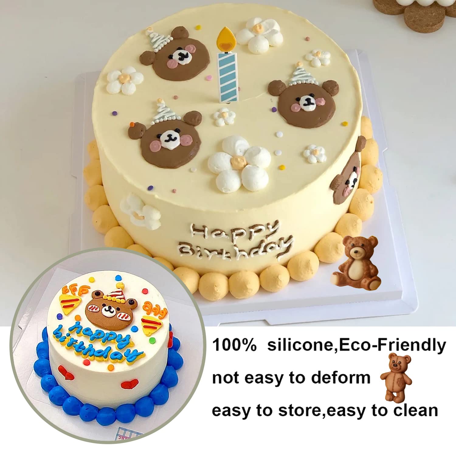 Zixiang Bear Silicone Fondant Molds For Cake Decorating Cupcake Topper Candy Polymer Clay Chocolate Gum Paste Set Of 4
