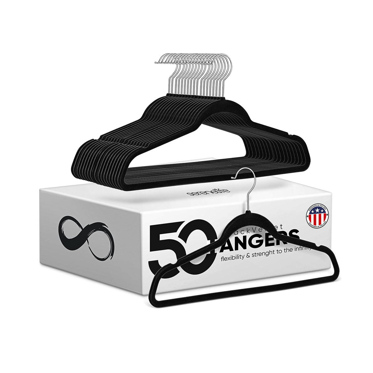 Serenelife Premium Non-Slip Velvet Hangers-Space Saving Heavy Duty Slim Suit Clothes Hanger Set With 360 Degree Swivel Metal Hoo