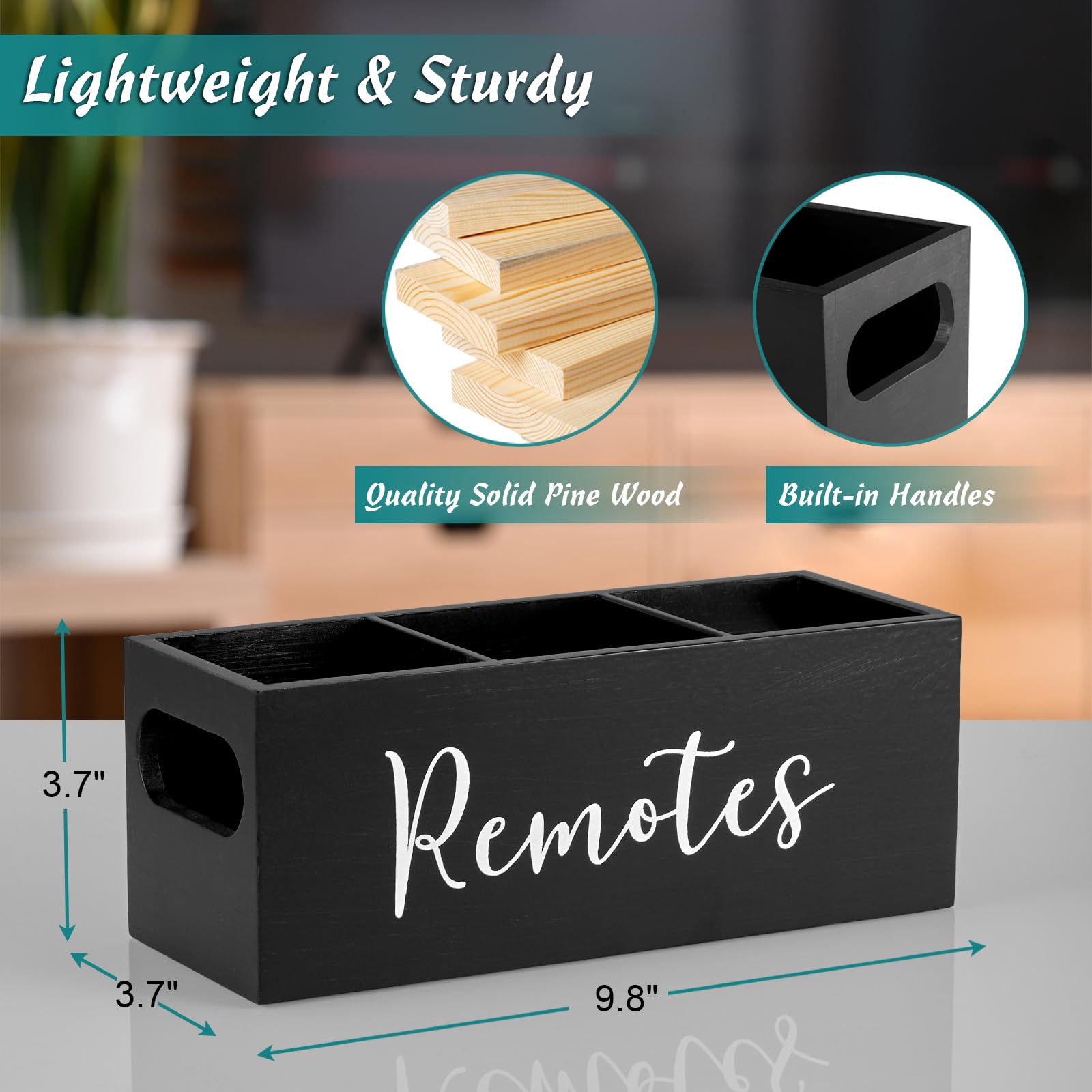 Drastar Remote Control Holder, Tv Remote Holder, Remote Organizer Caddy For Table, Wooden Remote Box For Nightstand, Bedside Cad