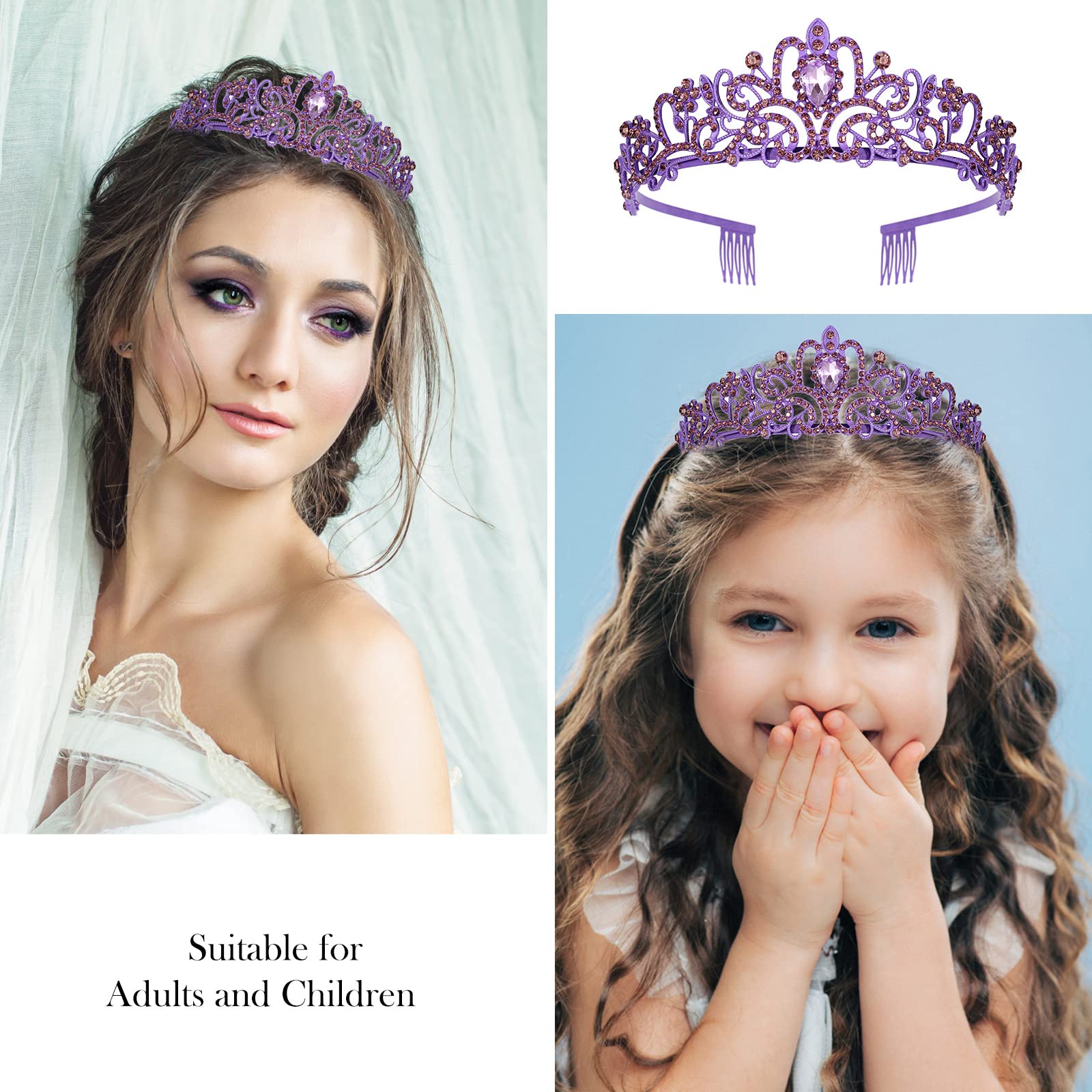 Velscrun Happy Birthday Queen Violets Tiara Crowns For Women, Birthday Girl Sash, Party Favors & Decorations