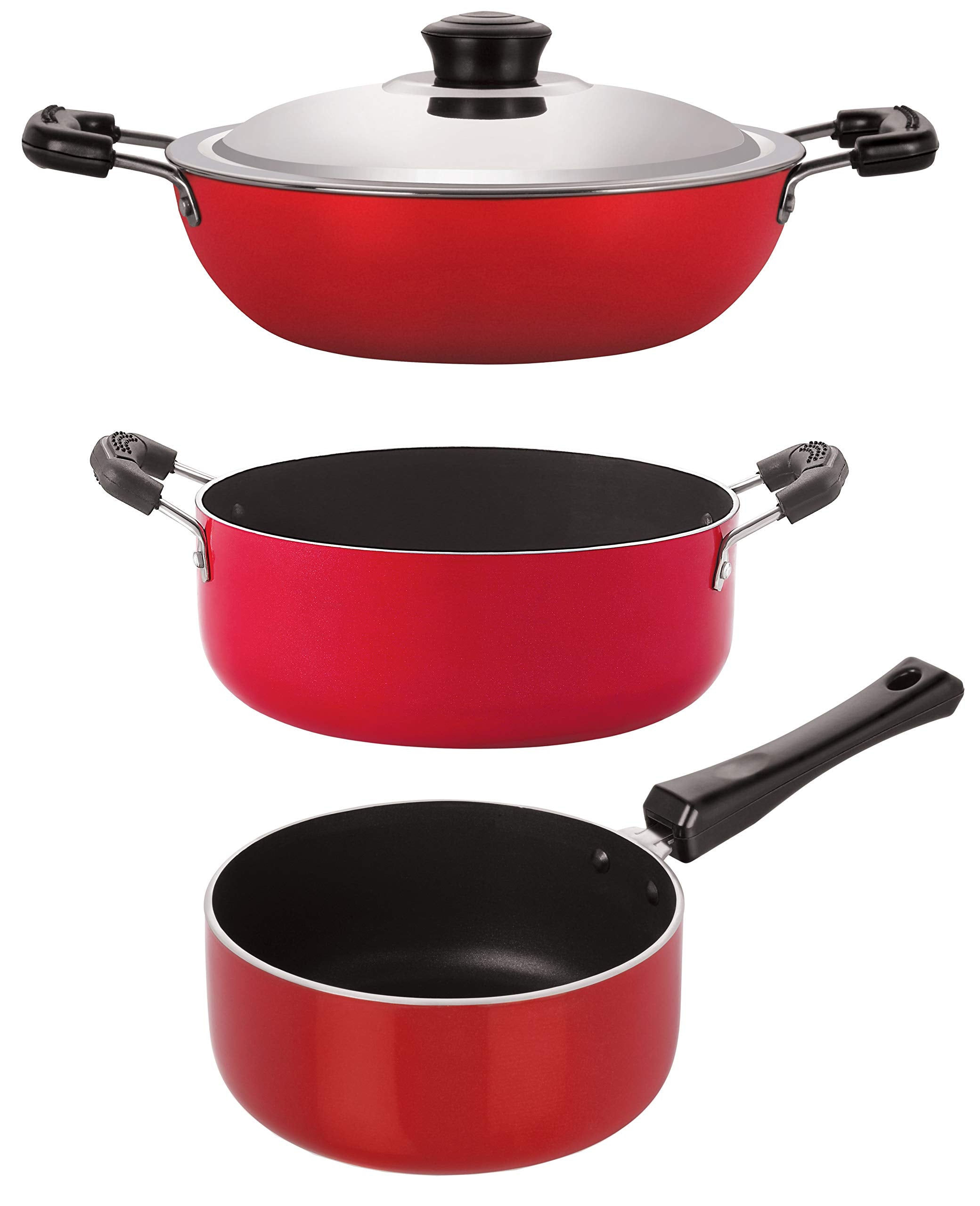 Nirlon NonStick Aluminium Gas Compatible Kitchenware Utencils Set Offer, 3 Piece Set