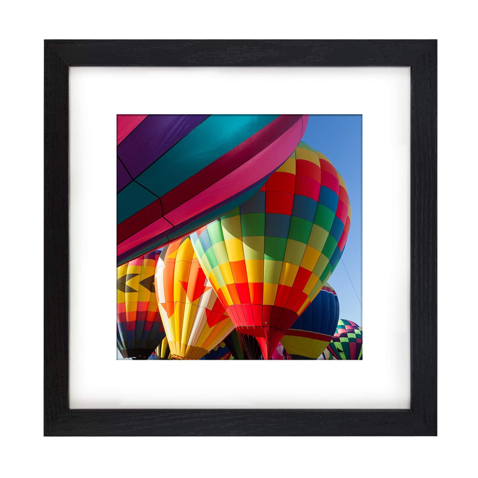 Luxdart 12x12 Frames Display 8x8 Photos with Mat or 12 x 12 Pictures without Mat Black Wooden Picture Wall Art for Wall Mounting