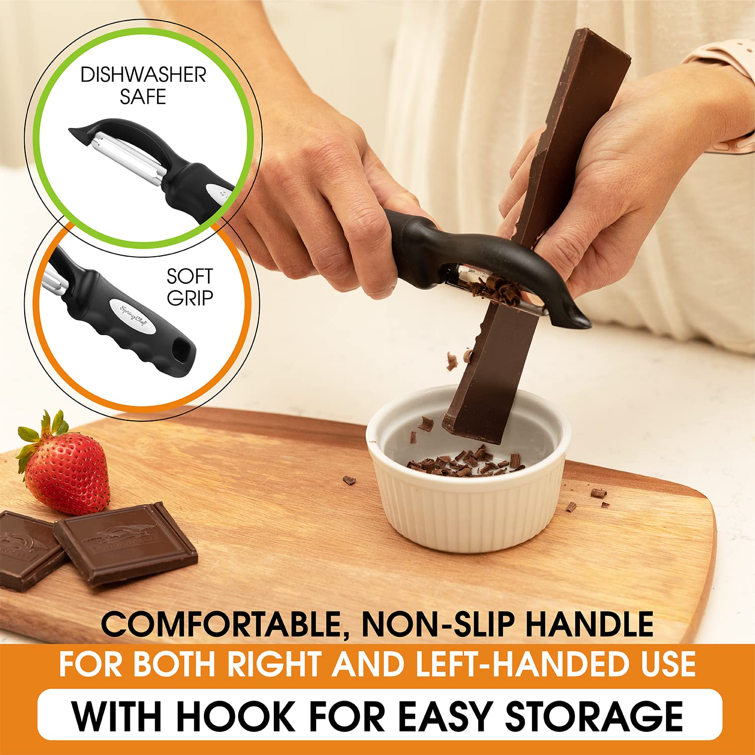 Spring Chef Premium Swivel Vegetable Peeler, Black