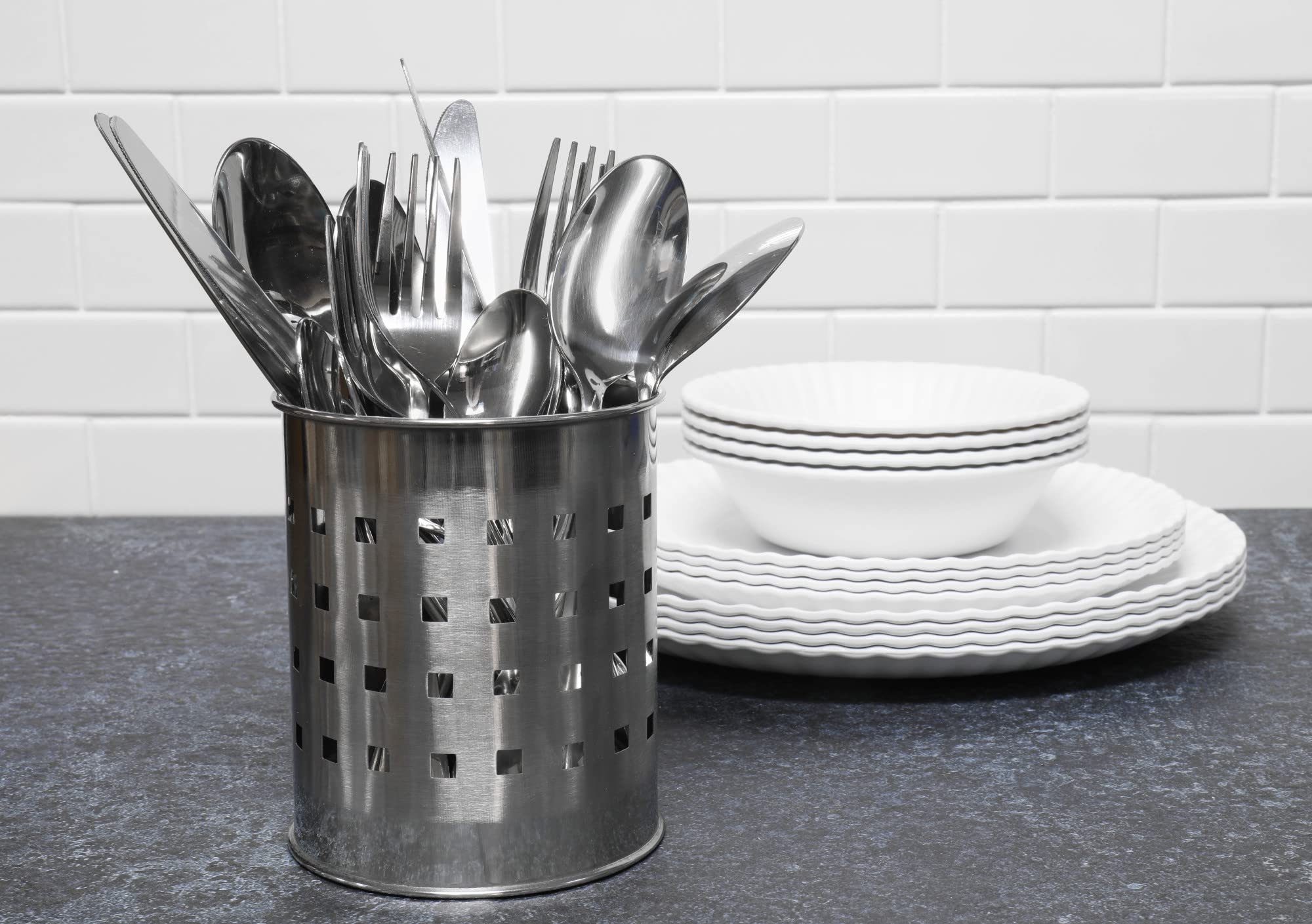 Chef Craft Heavy Duty Flatware Holder, 20 Piece Set, Stainless Steel