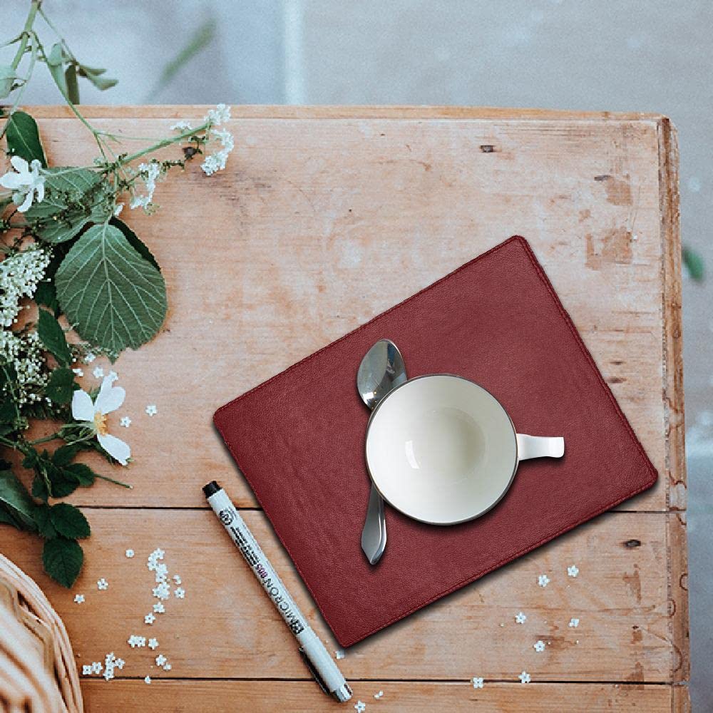 Faux Leather Placemats For Dinner Table - Pack Of 4 (Maroon (Plain))