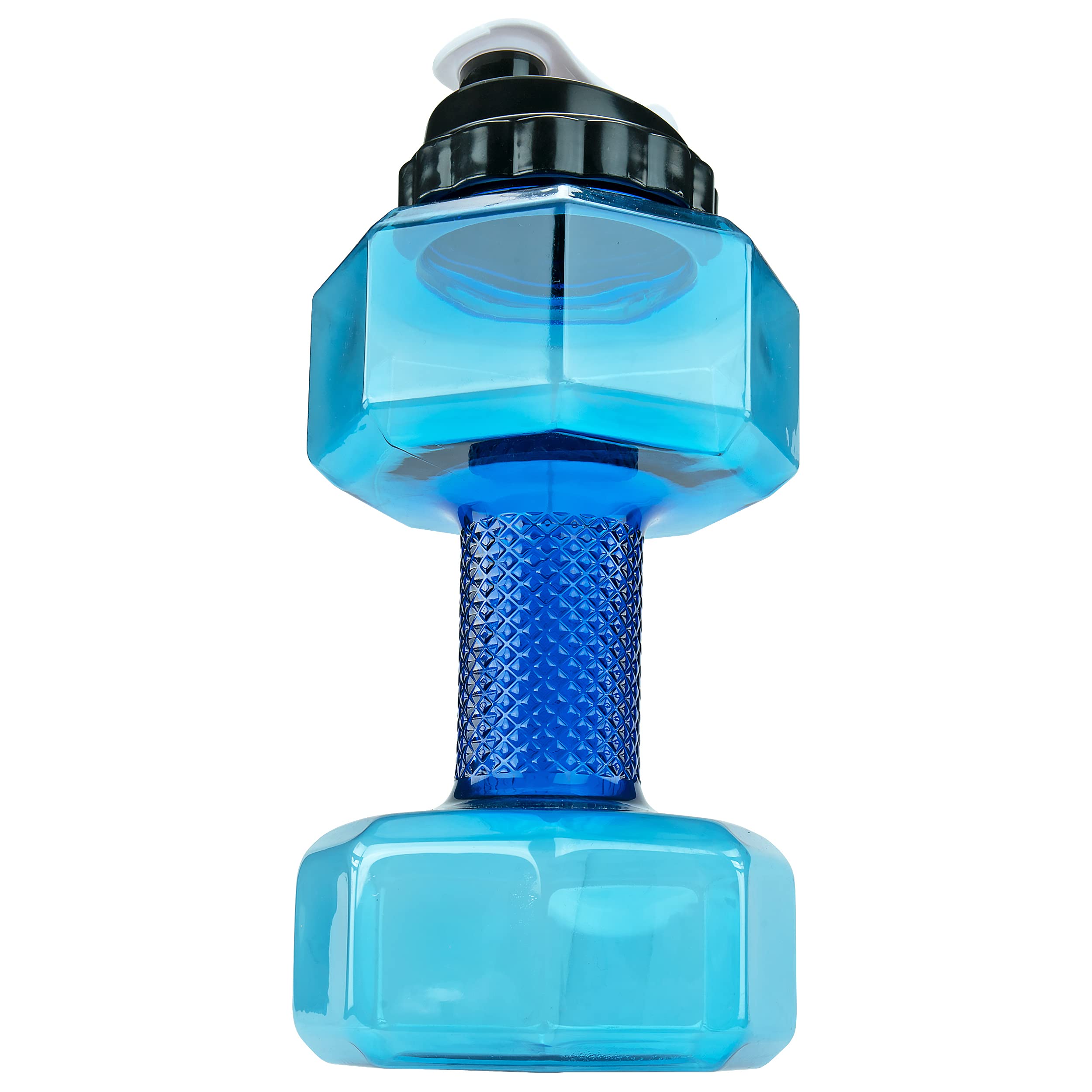 Southern Homewares 2.2L Dumbbell Shape Water Bottle Exercise Gym Fitness Sports Workout Portable See Through, Blue, 5.65'' X 5.6