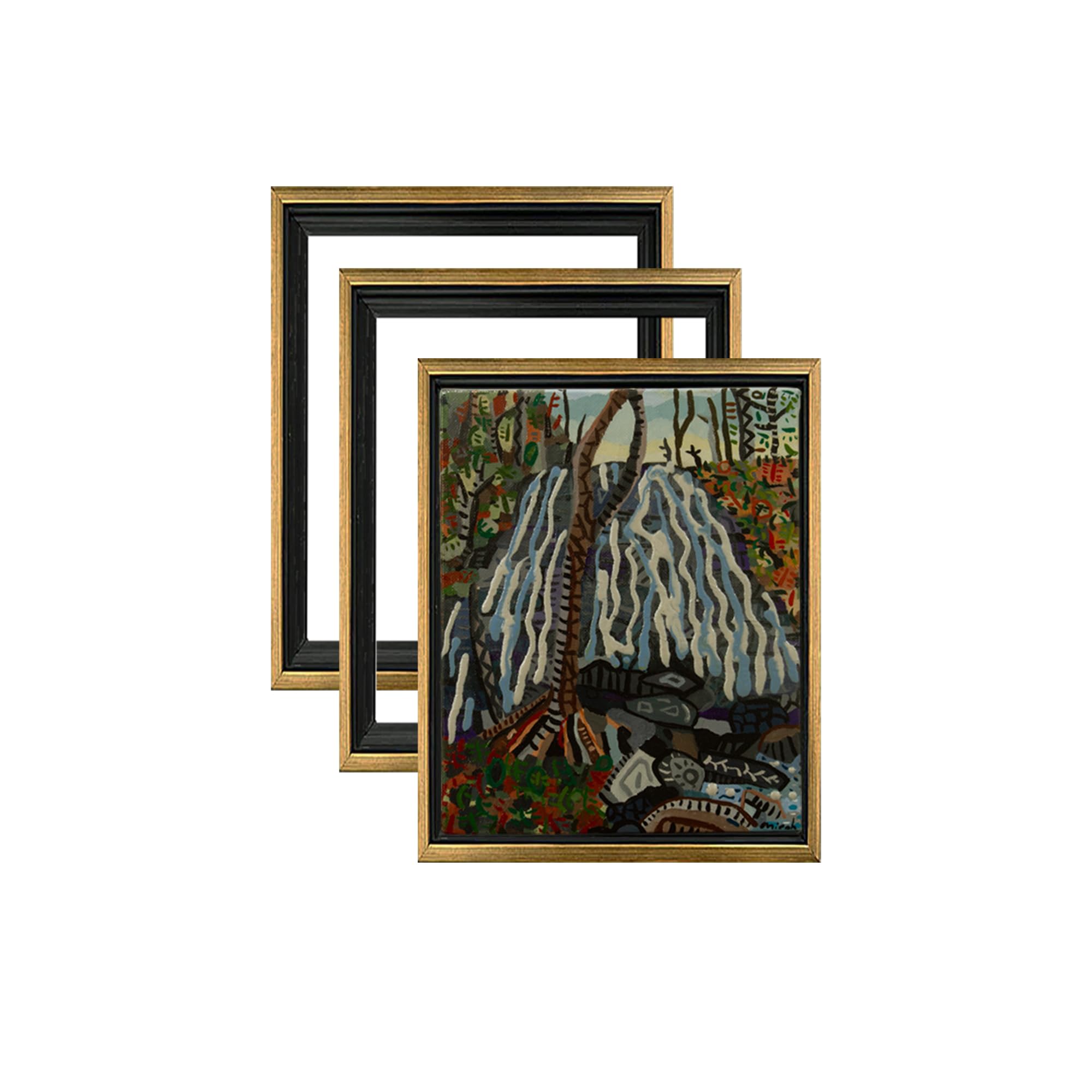 Jerry's 3/4 Core Floater 3 Pack Frames for Canvas Artwork Display [12x16 - Black/Antique Gold]- Perfect for Home Wall Decor  Bedroom Wall Art  Living Room Decor - Wall Art Frame with Floating Effect