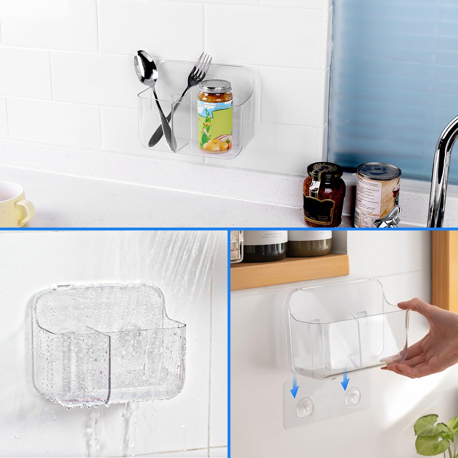 Diesisa Acrylic Wall Mount Organizer, Self Adhesive Organizer For Wall, Cabinet Door Organizer, No Drilling Hang Walls, With 2 C