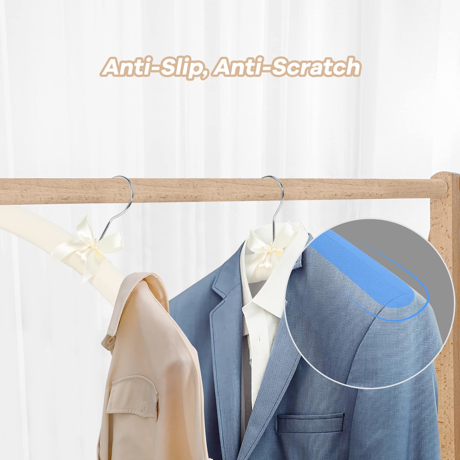 Padded Clothing Hangers - Premium Fabric Hangers For Coat, Sweater, Wedding Dress, Bride, Closet - Upgraded Heavy Duty Sweater C