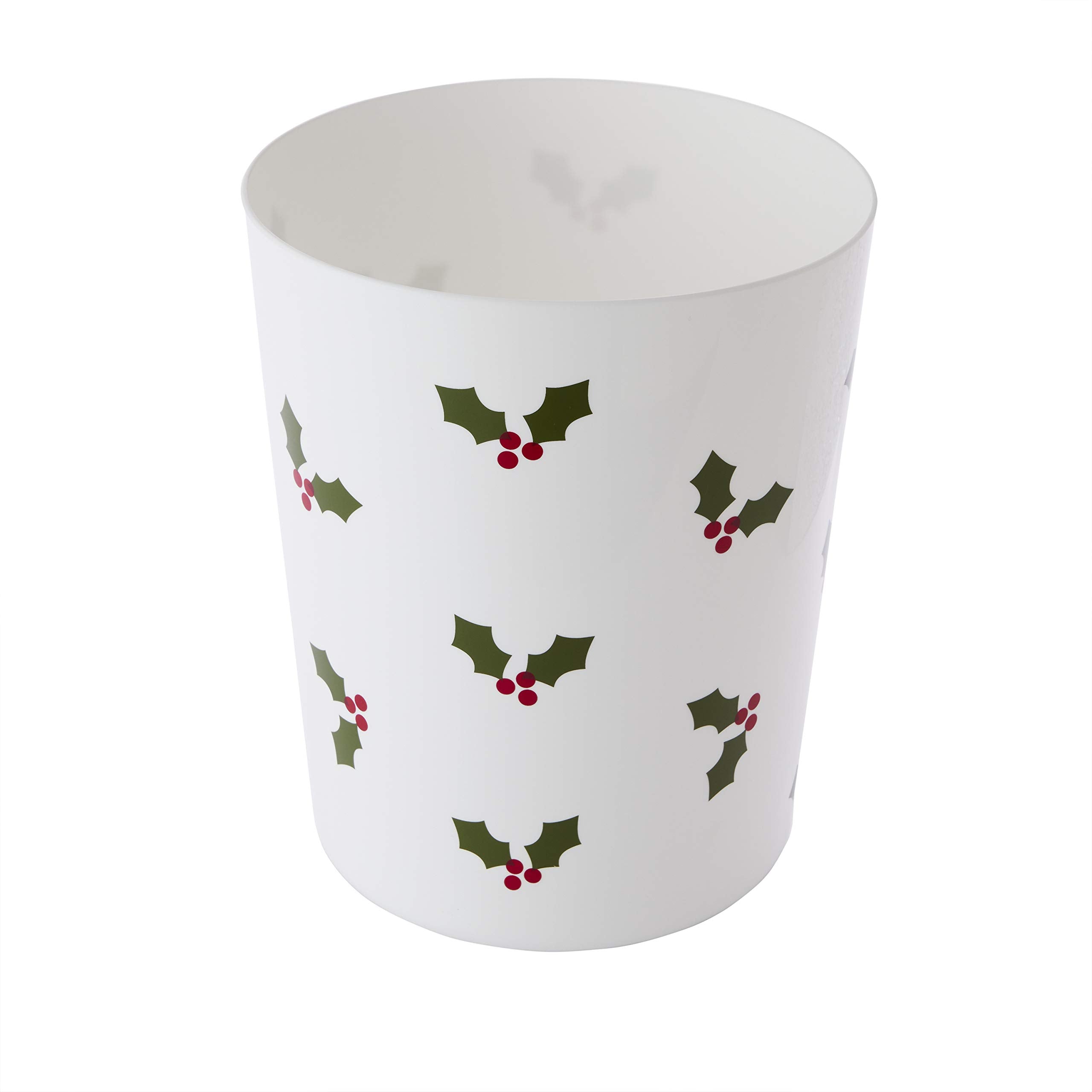 Skl Home Holly Leaves Wastebasket, White