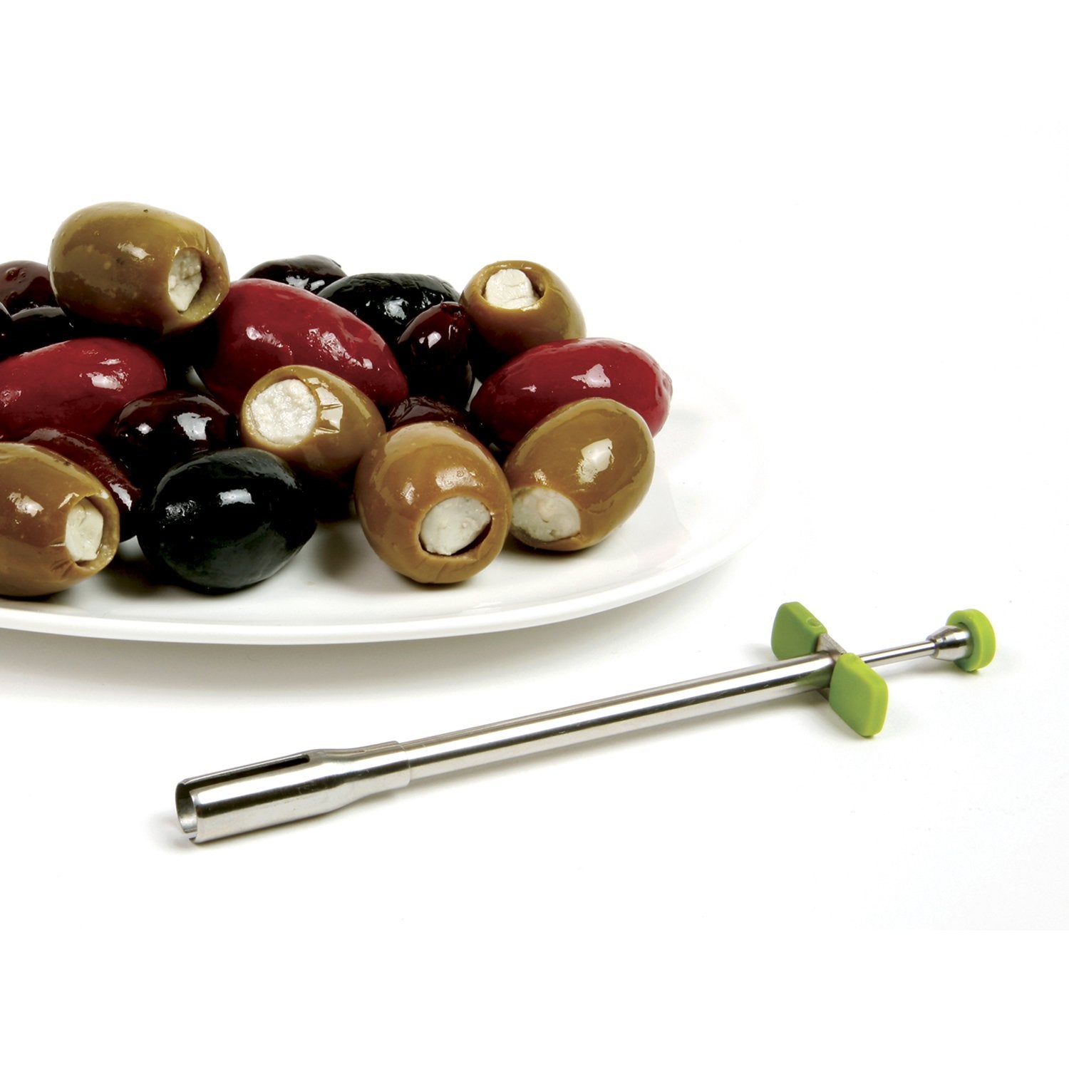 Norpro 1363 Stainless Steel Olive Stuffer, With Comfort Grips, 5.25'', Green