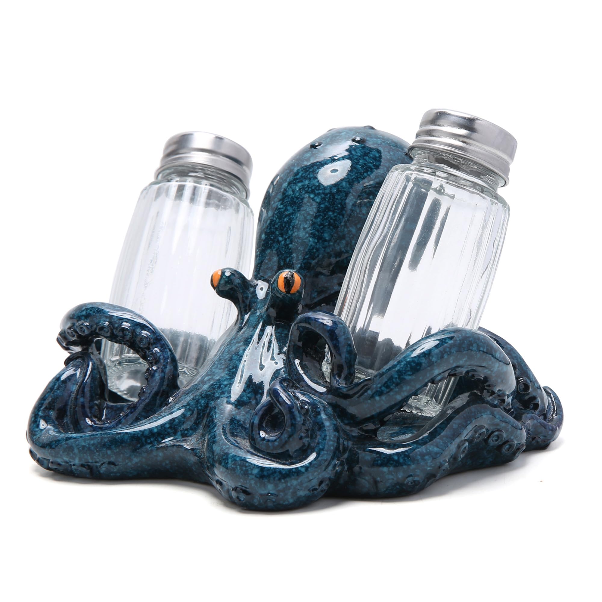 Hodao Octopus With Salt and Pepper Shaker Figurines Decorations For Beach Bar or Tropical Kitchen Decor Table Decorations By Hom