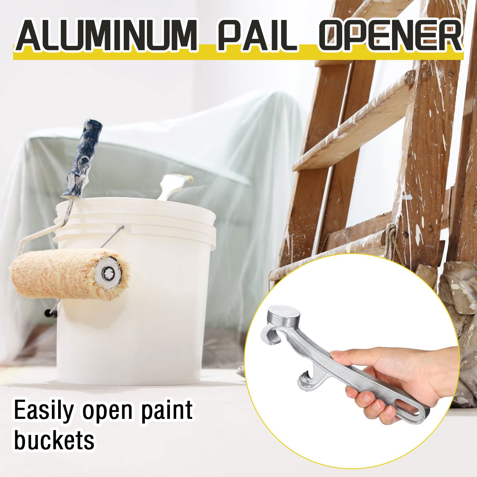 Romooa Aluminum Bucket Opener 5 Gallon Pail Opener Silver Buckets Lid Wrench Metal Can Opener Lid Remover Tool For Home Industri