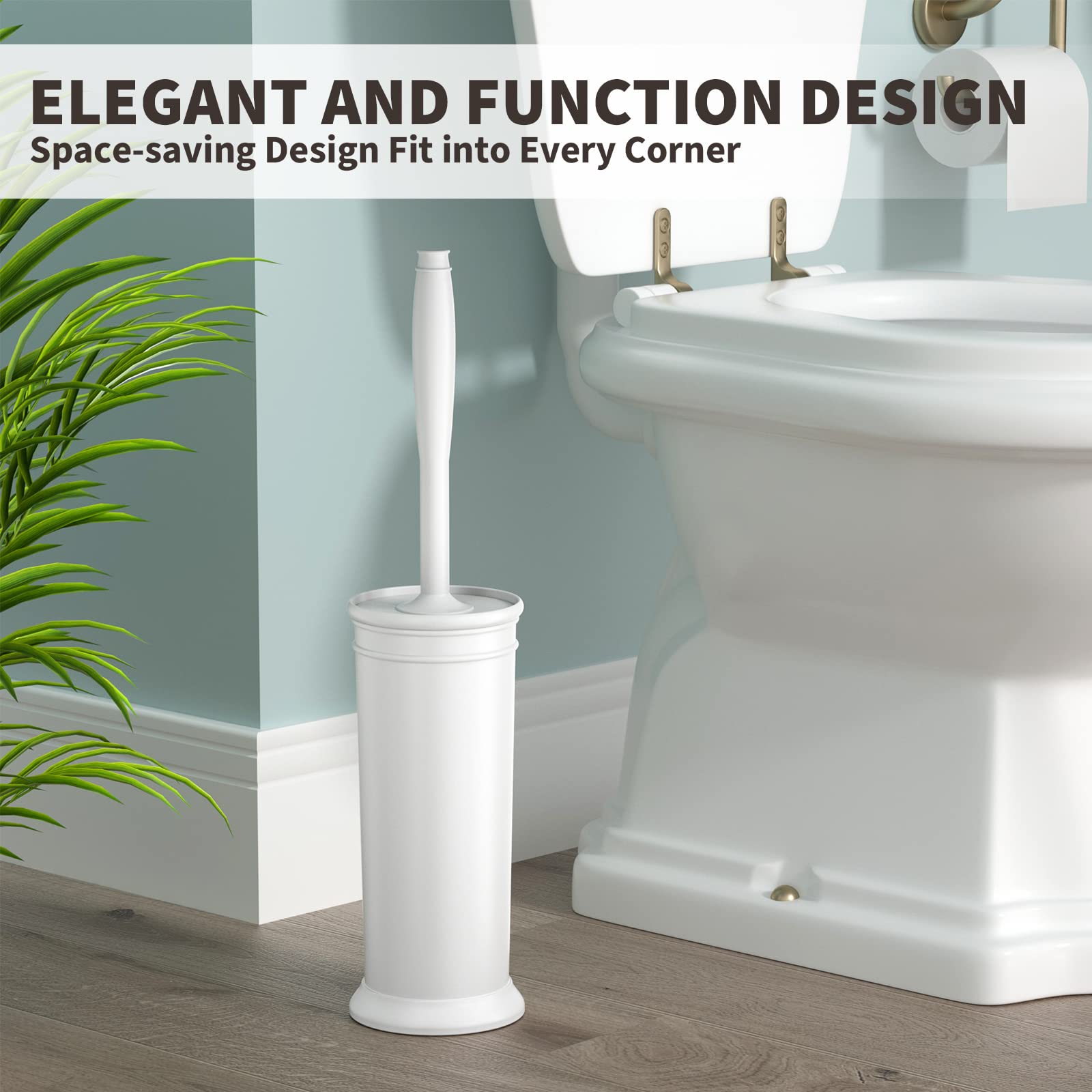Uptronic Toilet Brush, Toilet Bowl Brush With Extra Long Handle Durable Bristles Toilet Scrubber And Covered Holder For Toilet B
