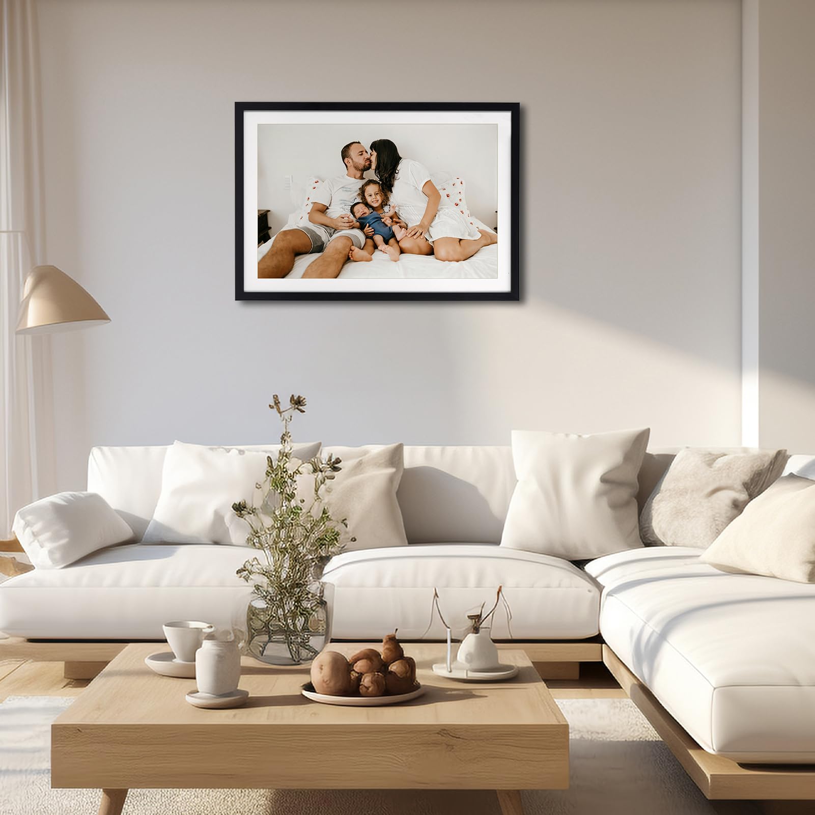 Rempry 13x19 Picture Frame, Display Pictures 11x17 with Mat or 13x19 Without Mat, Wall Hanging or Tabletop Photo Frame, Black Po