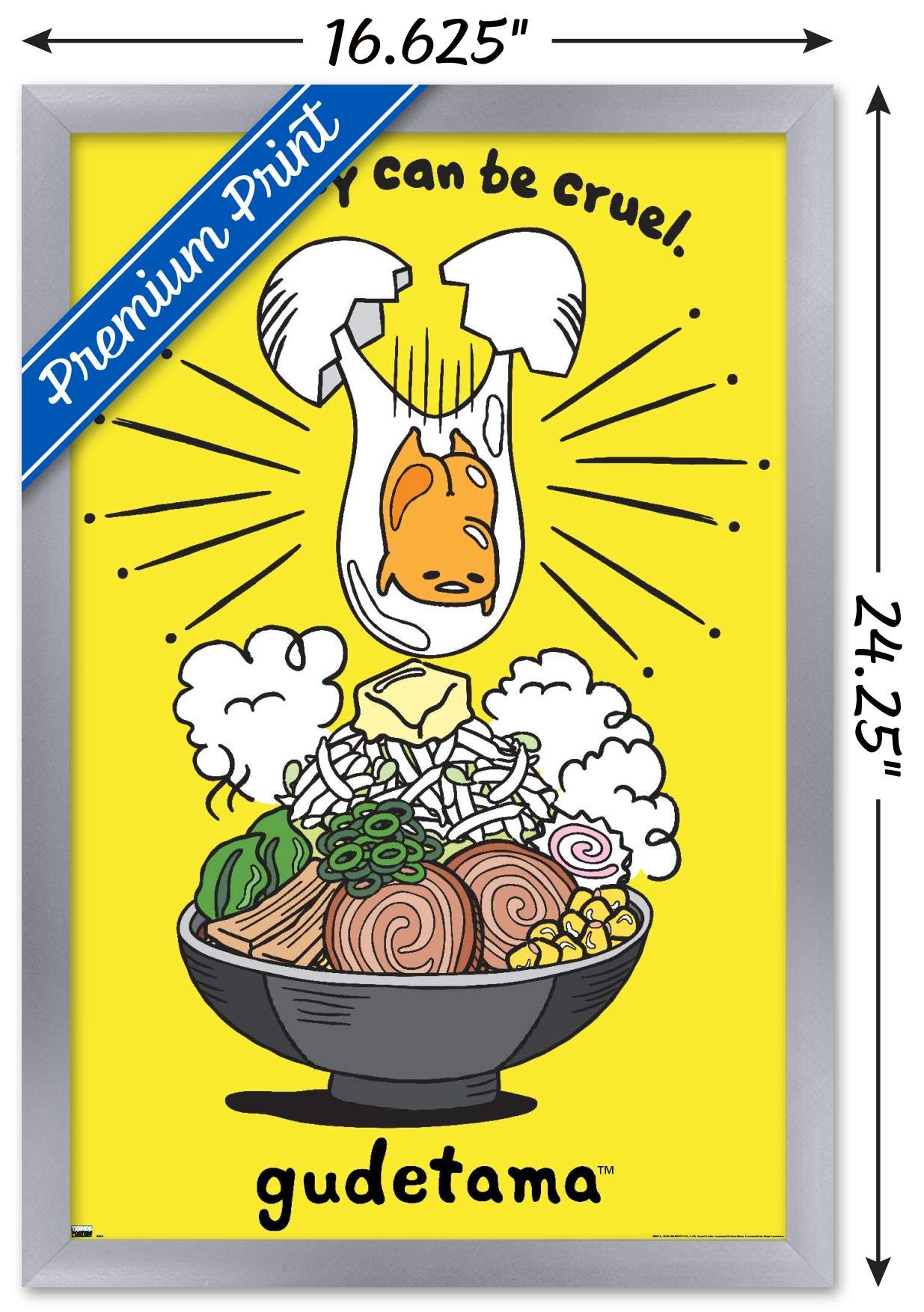 Trends International Gudetama - Gravity Wall Poster, 14.725'' X 22.375'', Silver Framed Version