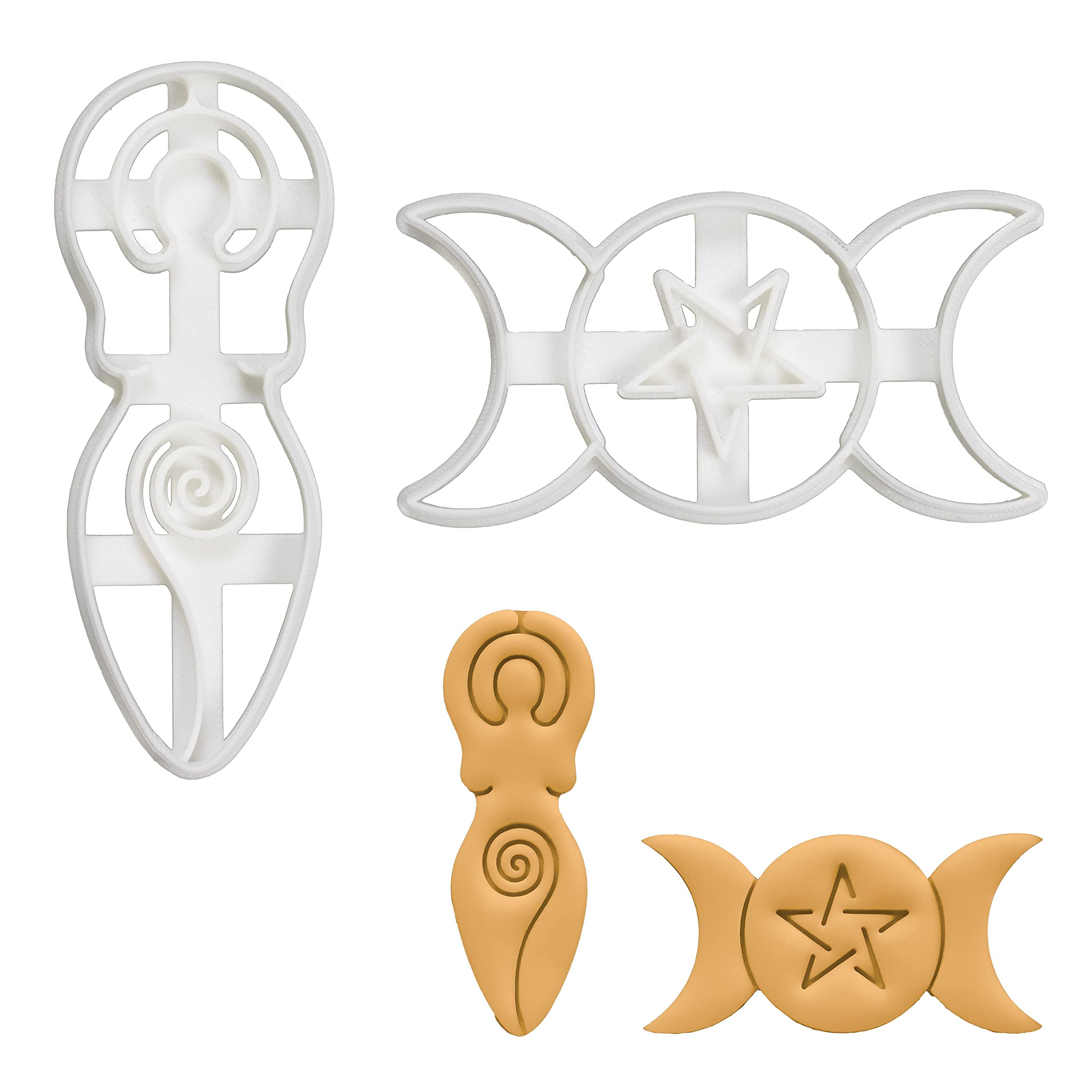 Set Of 2 Goddess Cookie Cutters (Designs: Triple Goddess And Spiral Goddess), 2 Pieces - Bakerlogy
