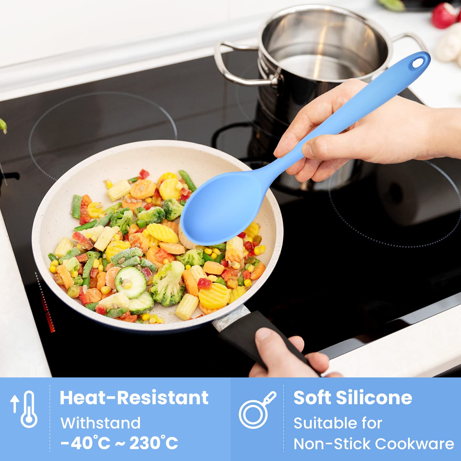 Mixing Spoons, Silicone Slotted Spoon, Silicone Spoons For Cooking, Serving Spoons For Mixing, Serving, Draining, Stirring, Dish