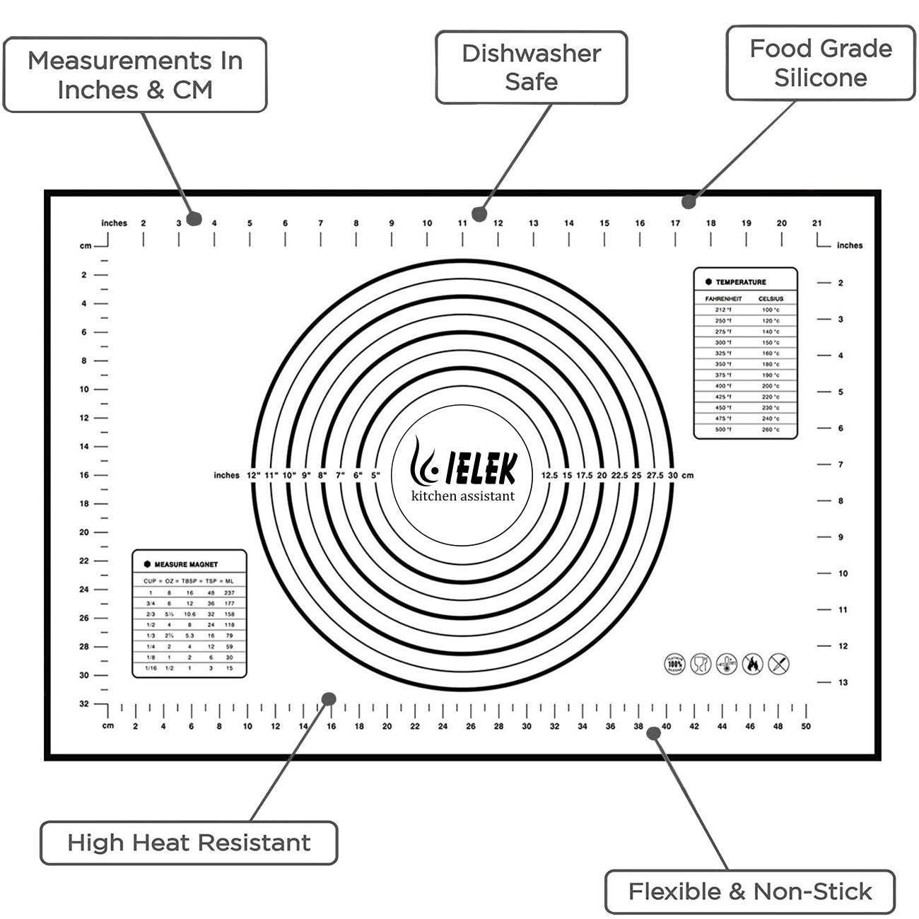 Rolling Pin Nonstick And Silicone Baking Pastry Mat Combo Kit Dough Rollers For Baking Pasta,Cookie Dough,Pastry,Bakery,Pizza